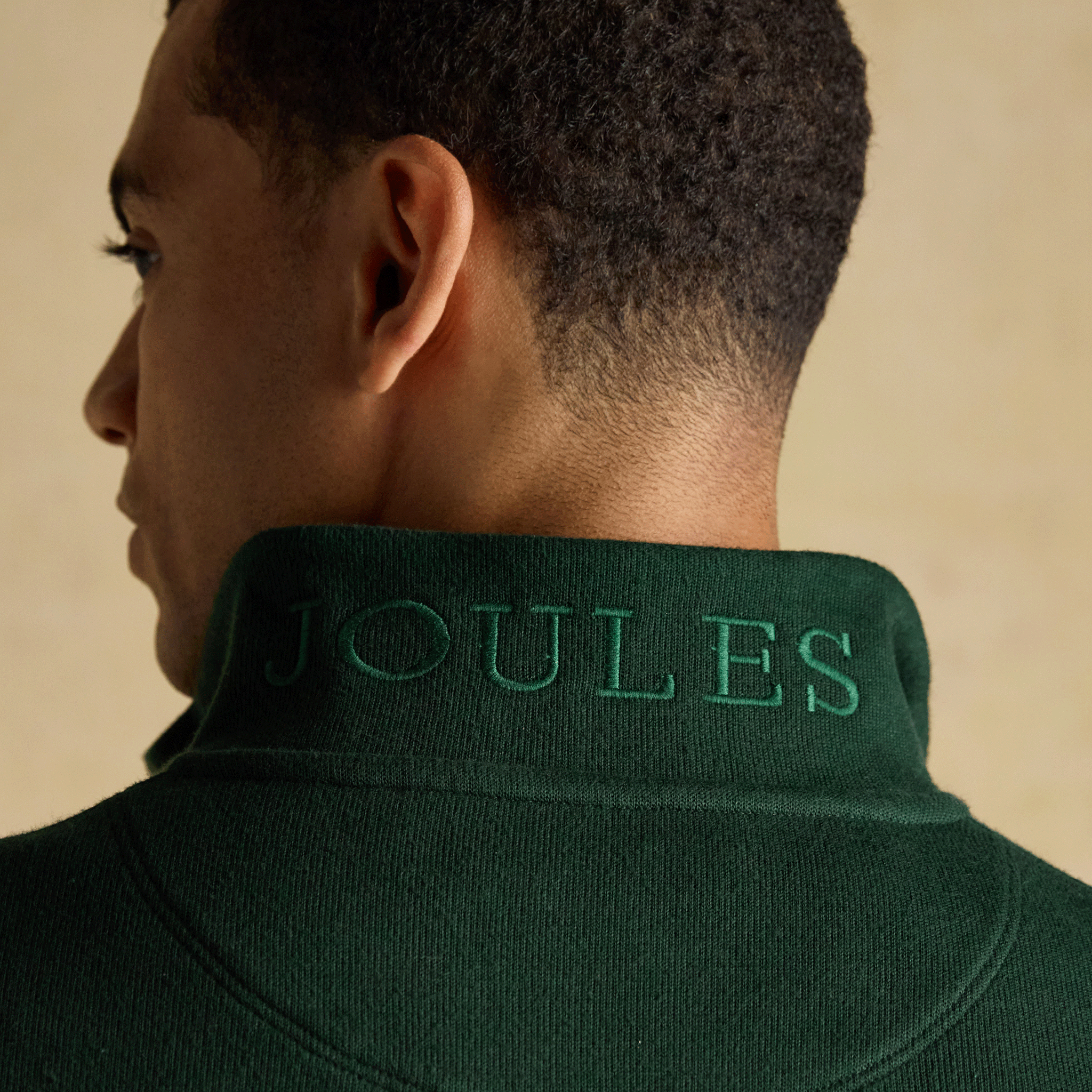 Joules Alistair French Ribbed Knit Quarter Zip Sweatshirt Dark Green