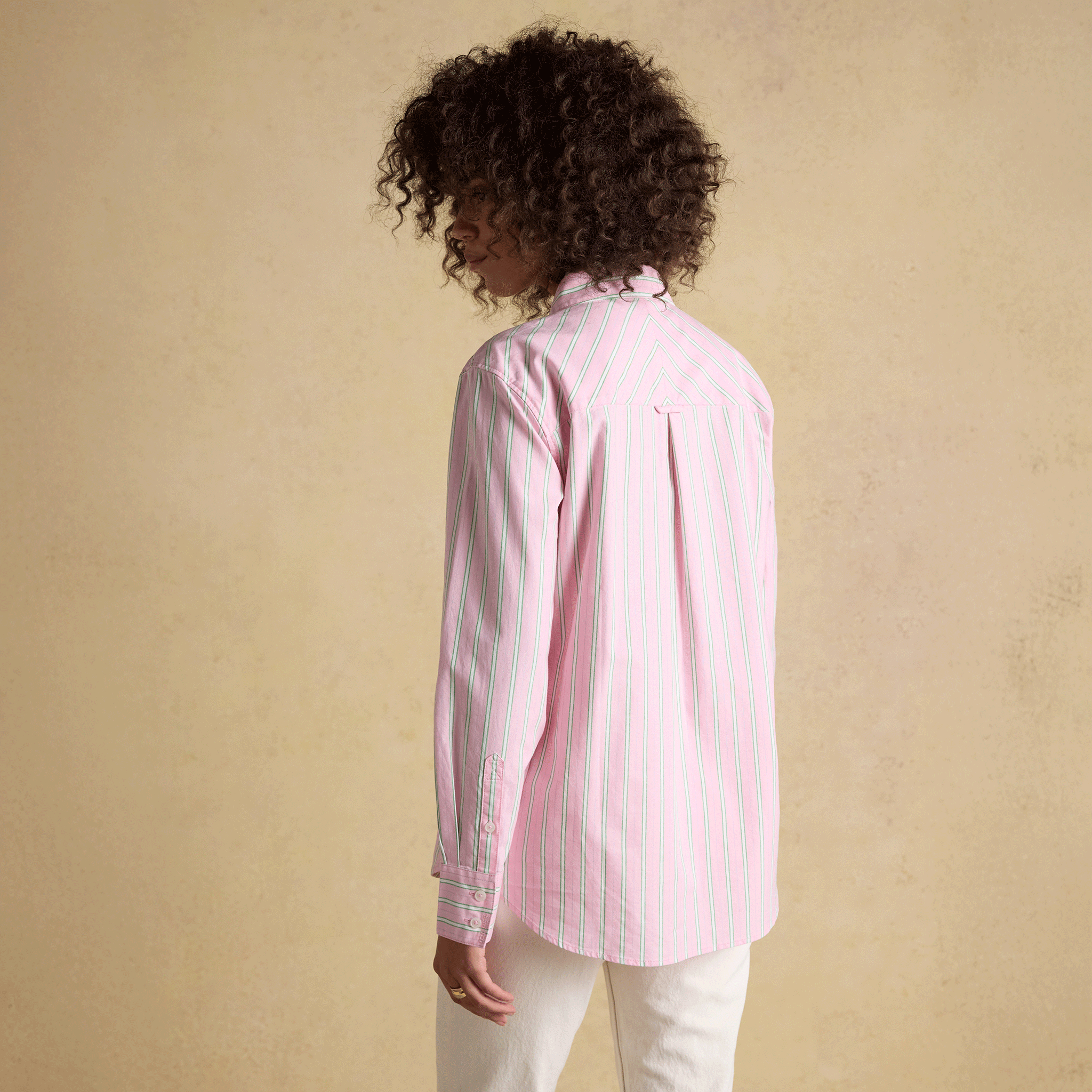 Joules Boyfriend Oxford Shirt in Pink Stripe