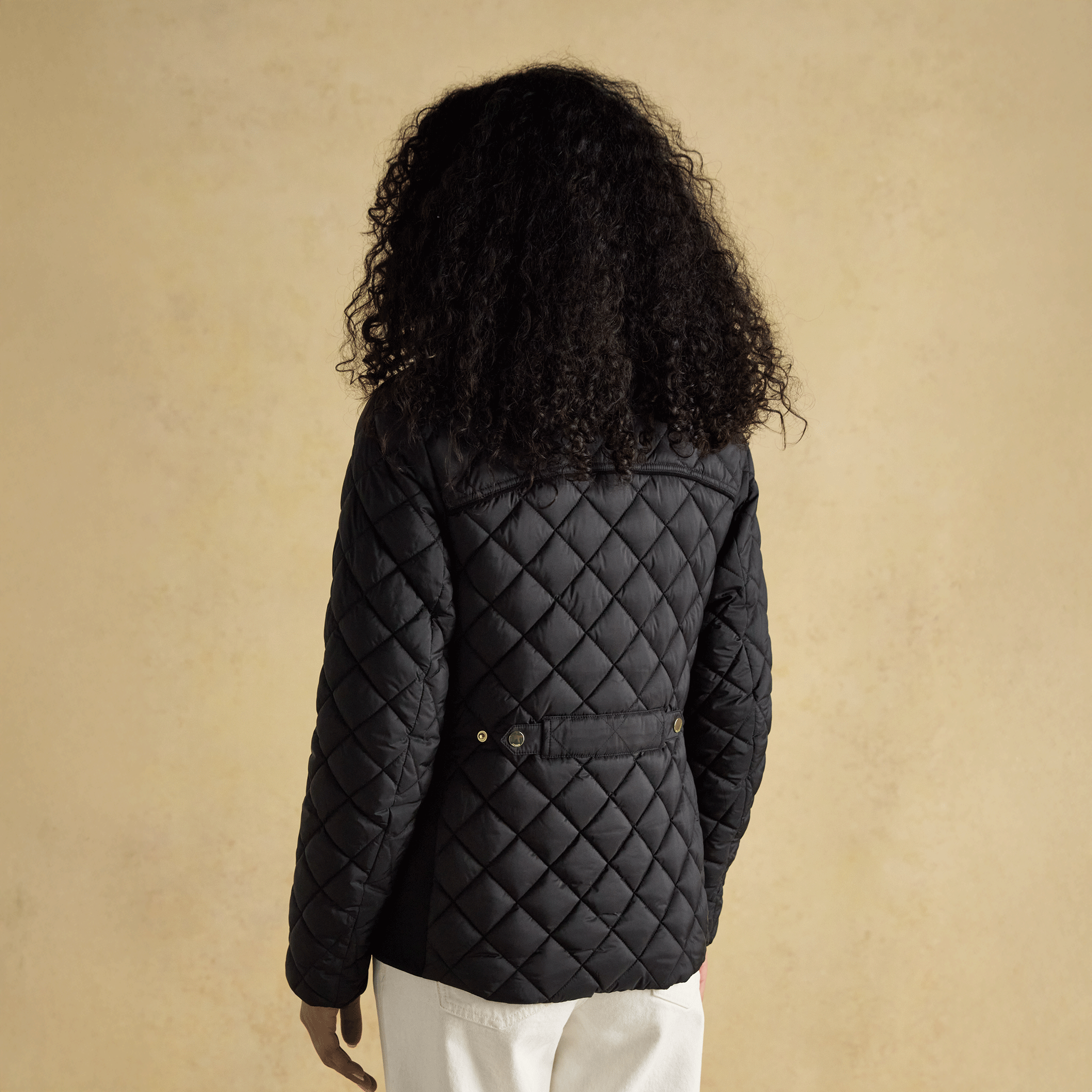 Joules Braemar Luxe Showerproof Diamond Quilted Coat Black