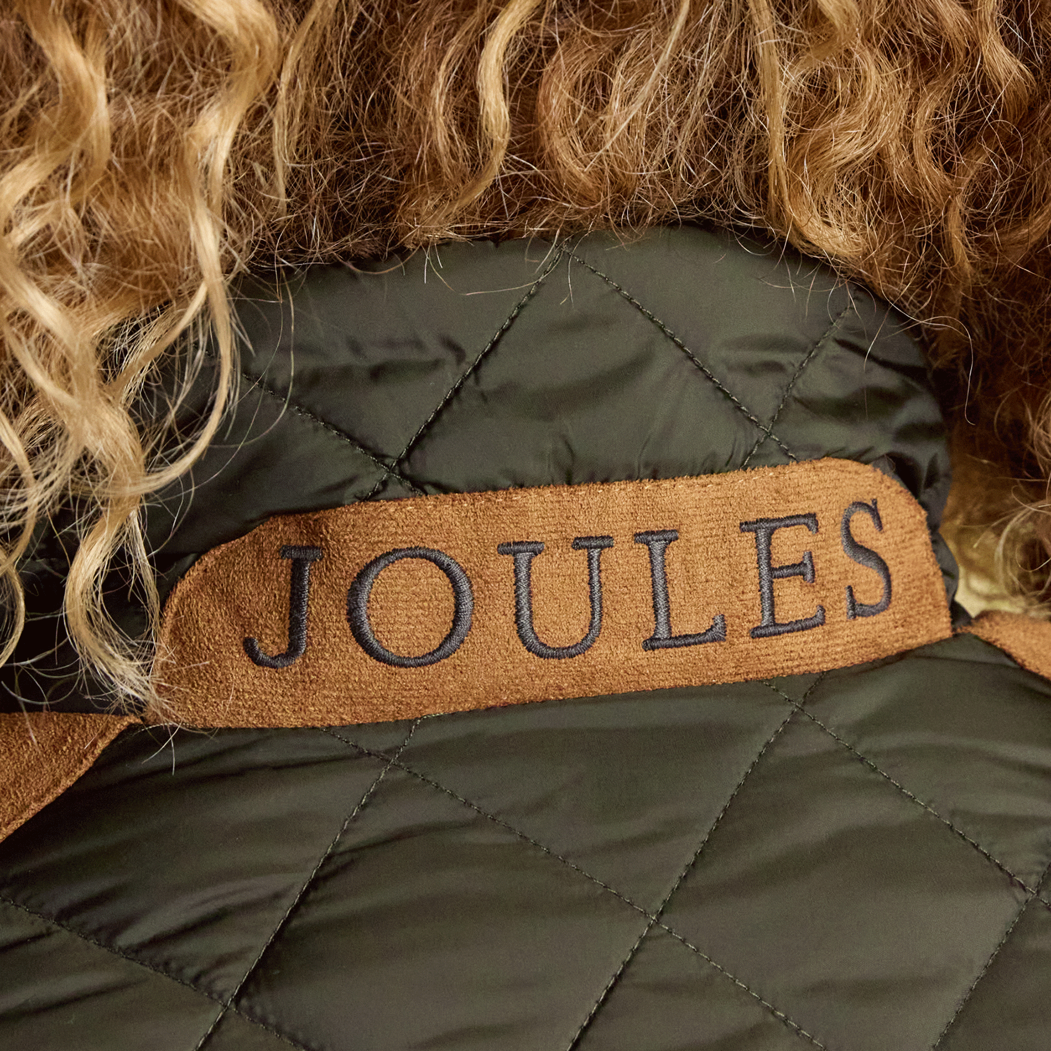 Joules Braemar Luxe Showerproof Diamond Quilted Coat Khaki Green