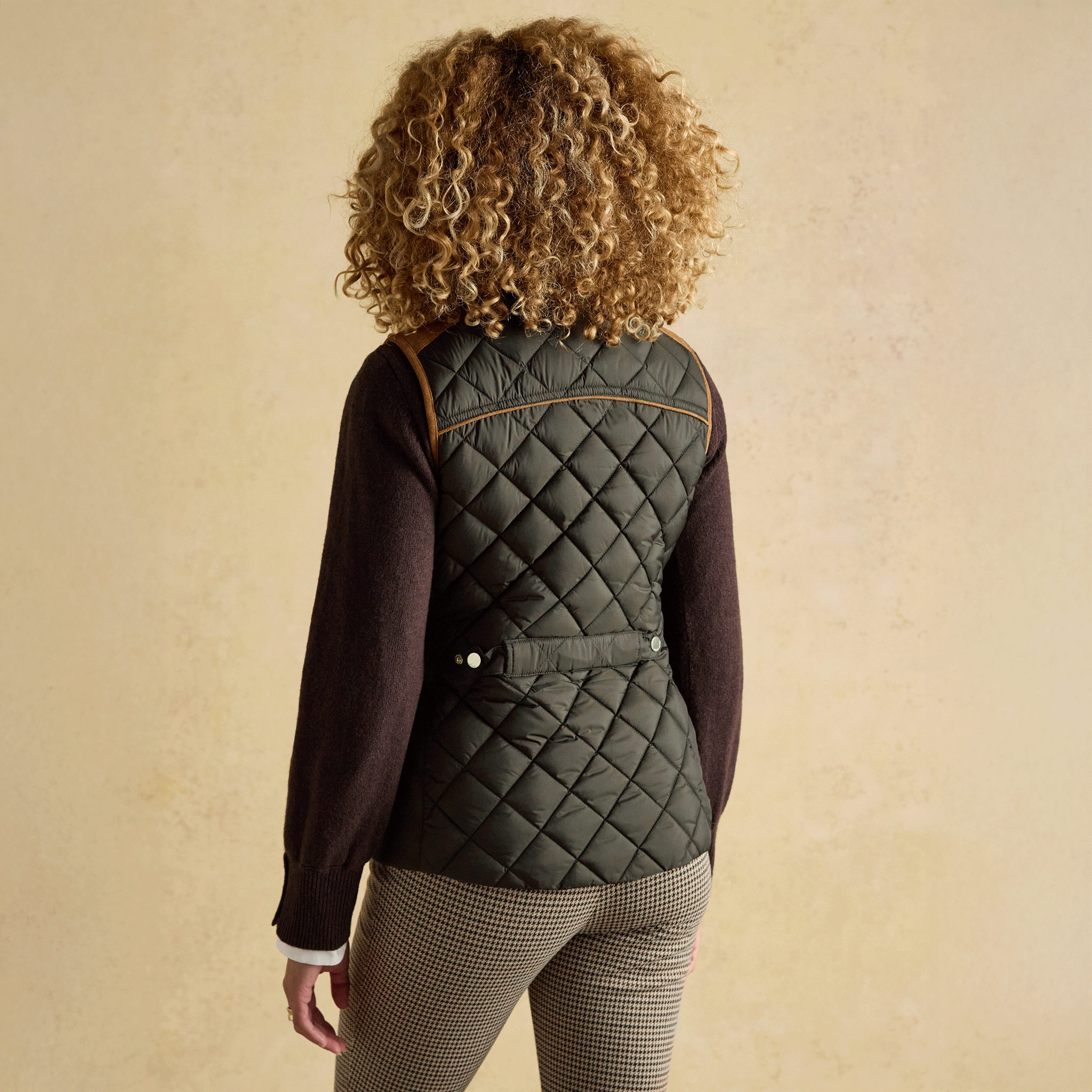 Joules Braemar Luxe Showerproof Diamond Quilted Gilet Khaki Green