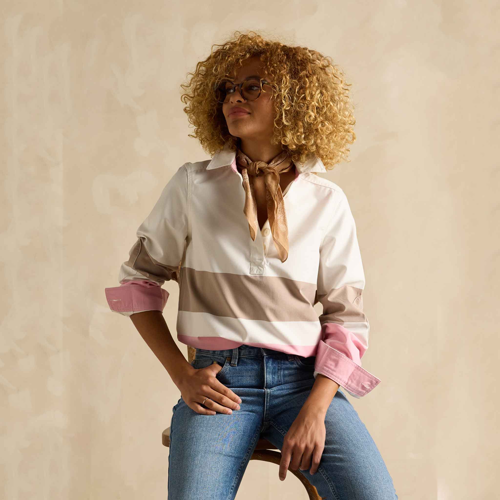 Joules Brinley Tan-Pink Deck Shirt