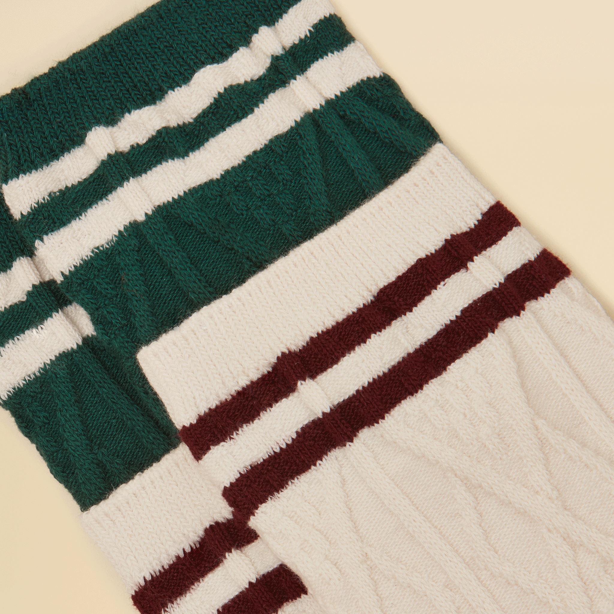 Joules Cable Knit Volley Tennis Socks 2 Pack Cream-Green