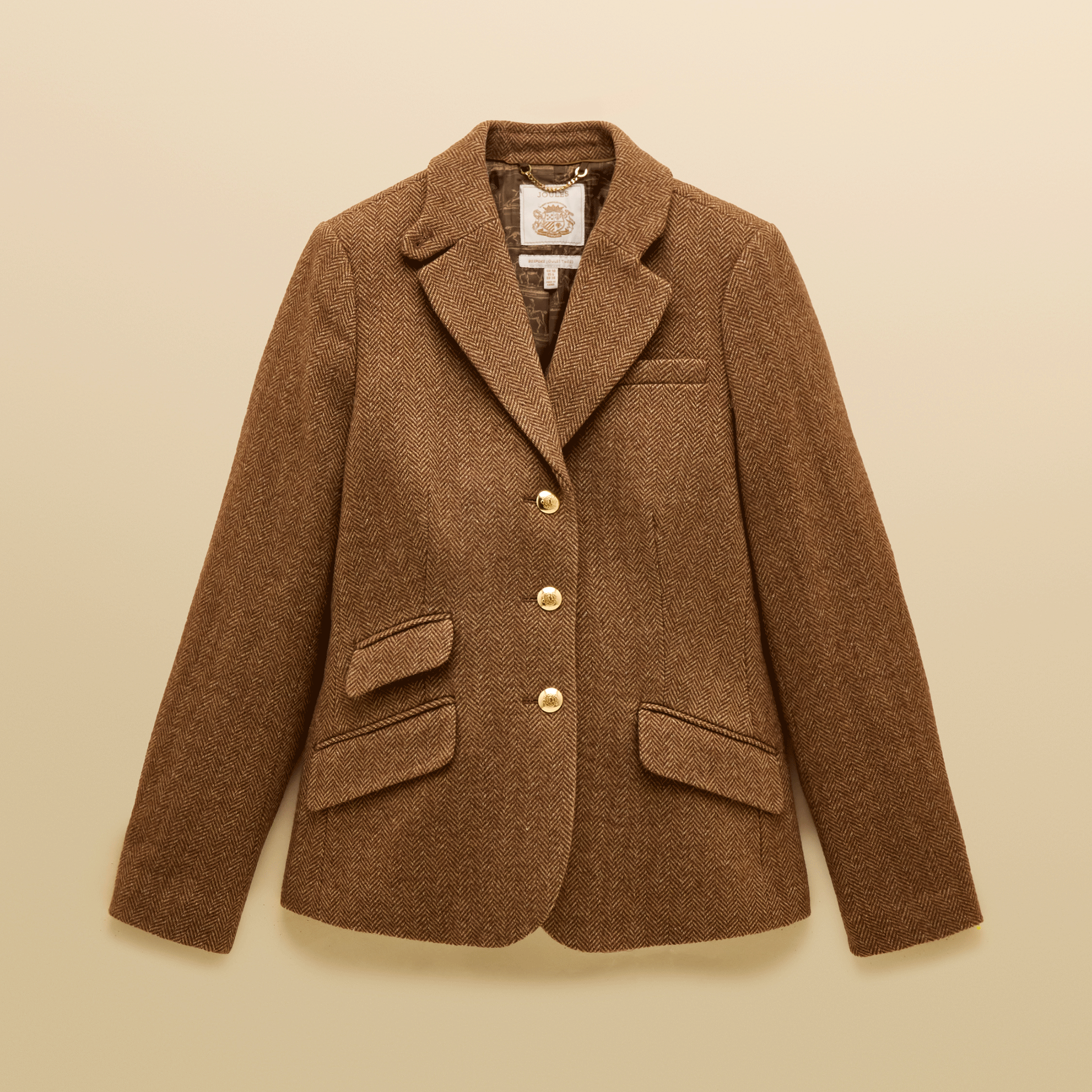 Joules Canterley Herringbone Tweed Blazer Brown
