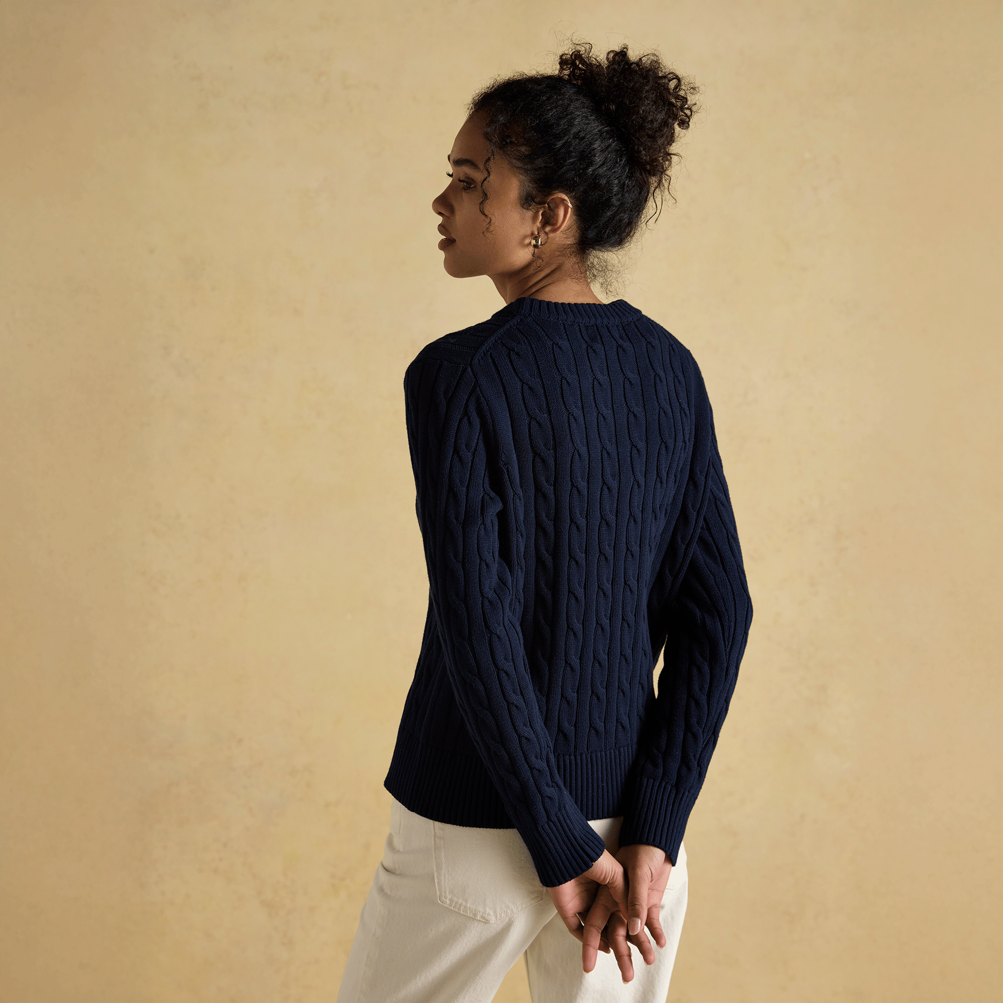 Joules Classic Cable Cotton Crew Neck Jumper Navy