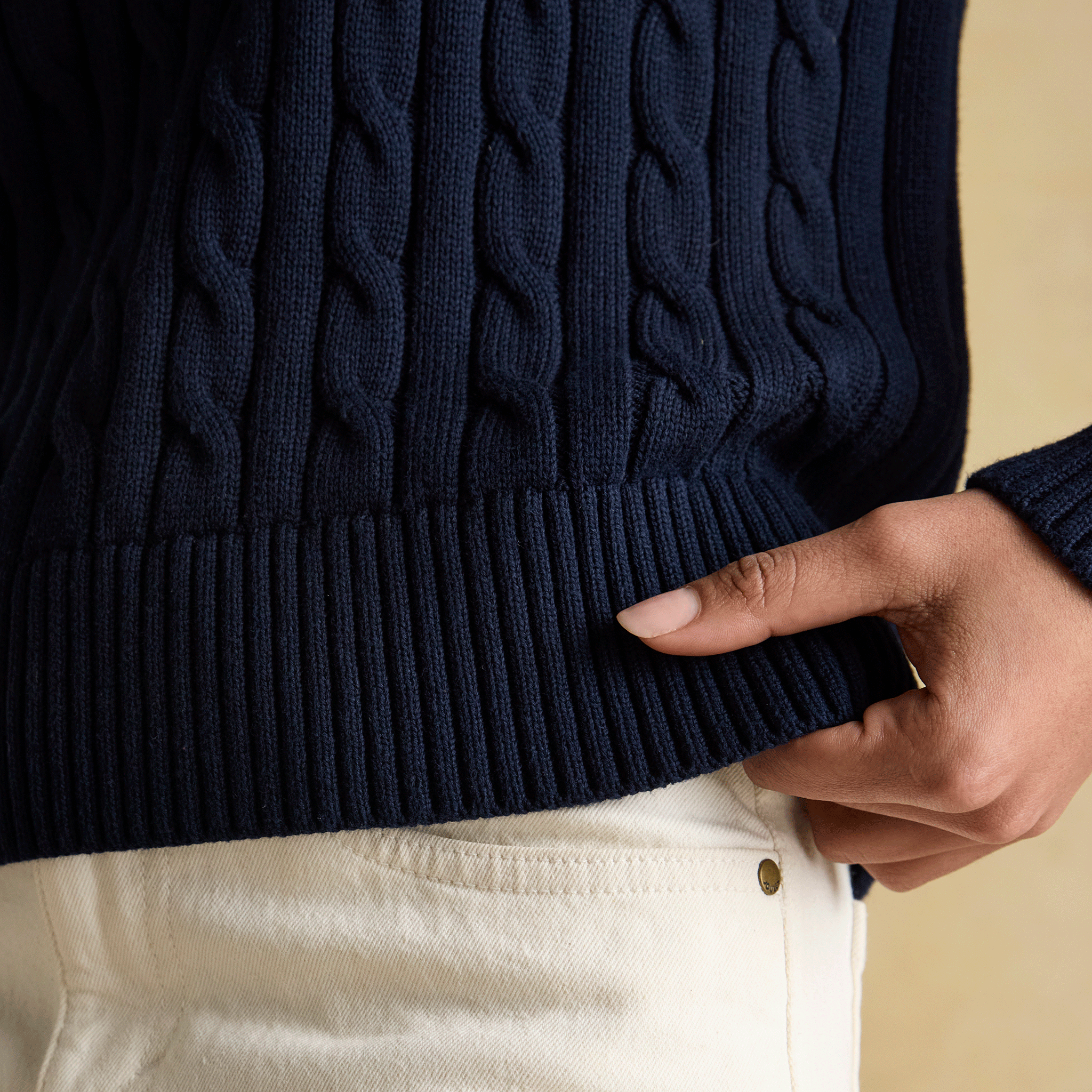 Joules Classic Cable Cotton Crew Neck Jumper Navy