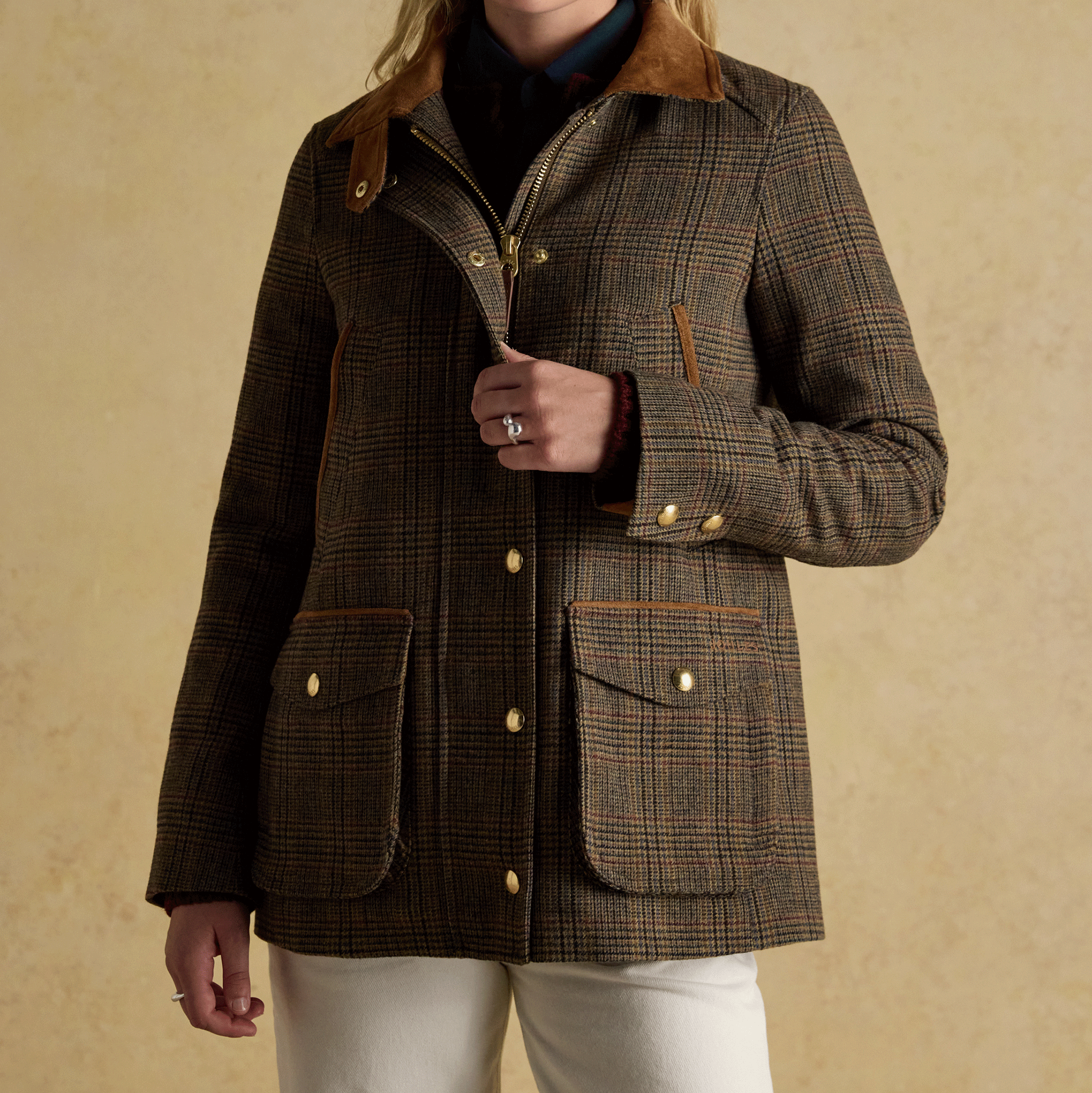 Joules Contemporary Fieldcoat Brown Check-Roston Tweed