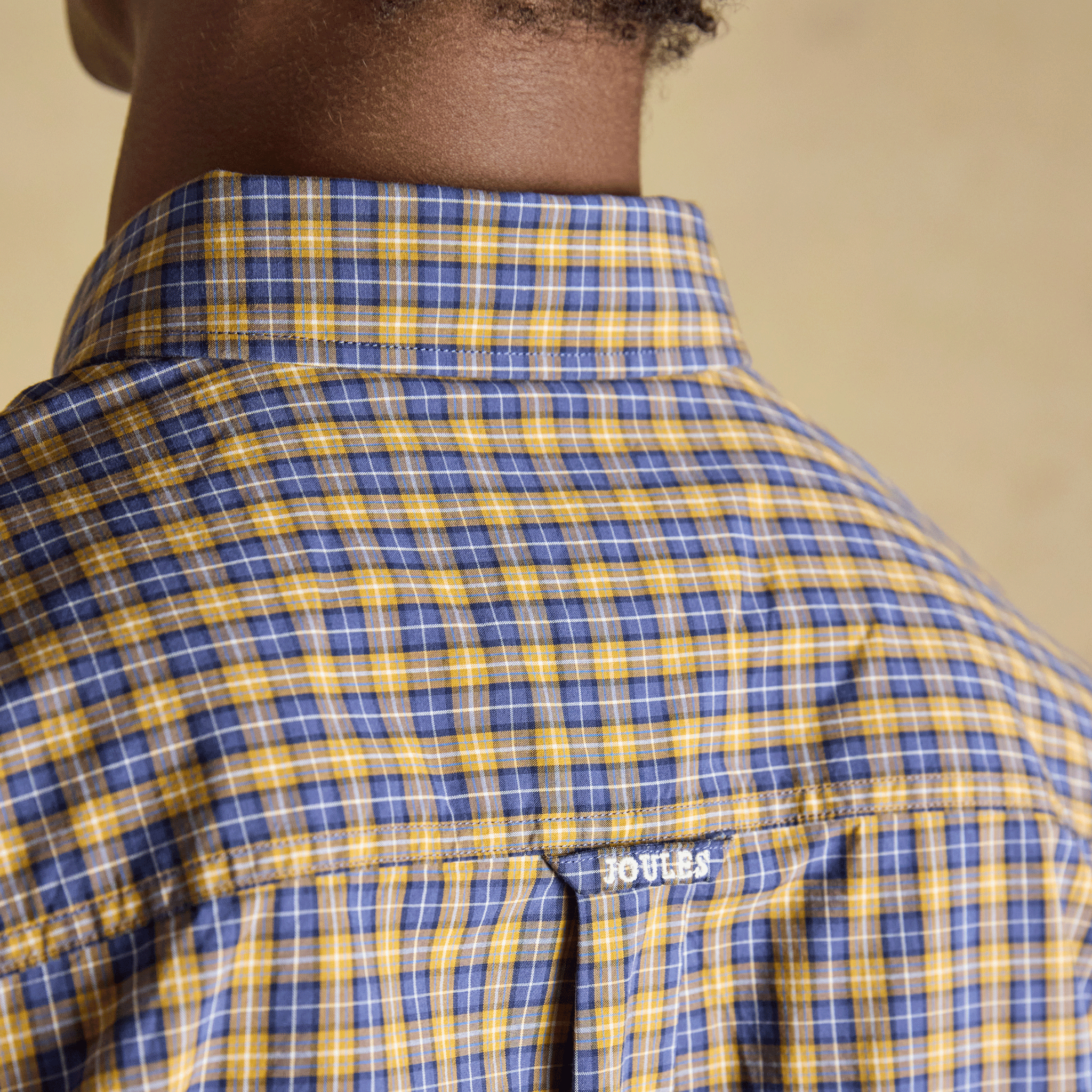 Joules Cotton Poplin Men's Checked Shirt Blue-Yellow
