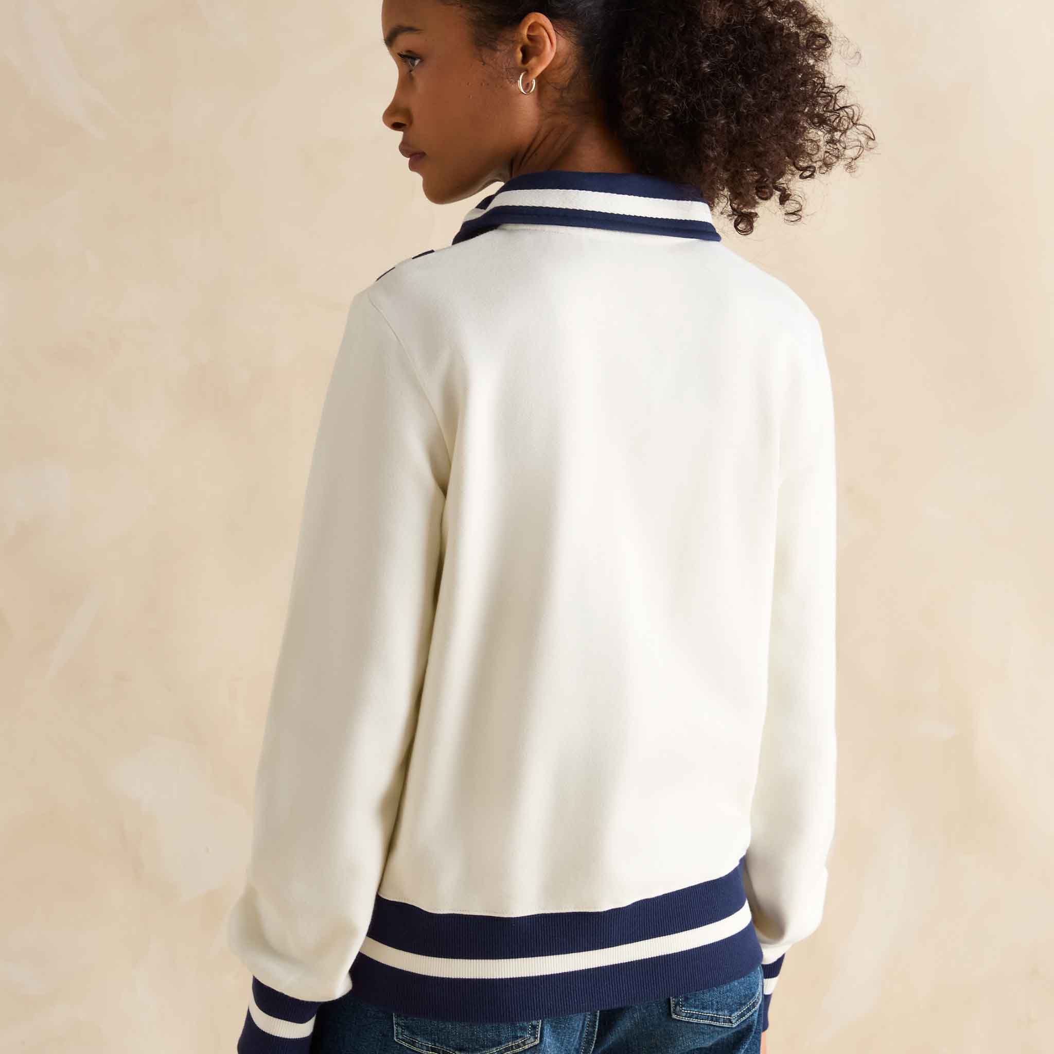 Joules Dawlish Quarter Zip Cotton Sweatshirt Cream