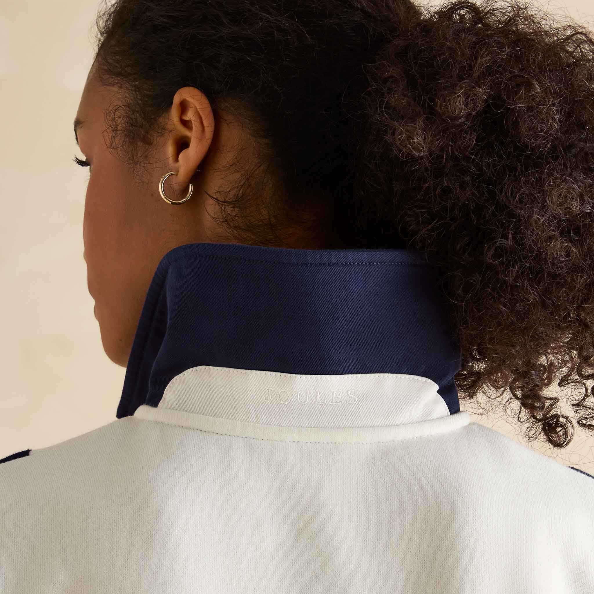 Joules Dawlish Quarter Zip Cotton Sweatshirt Cream