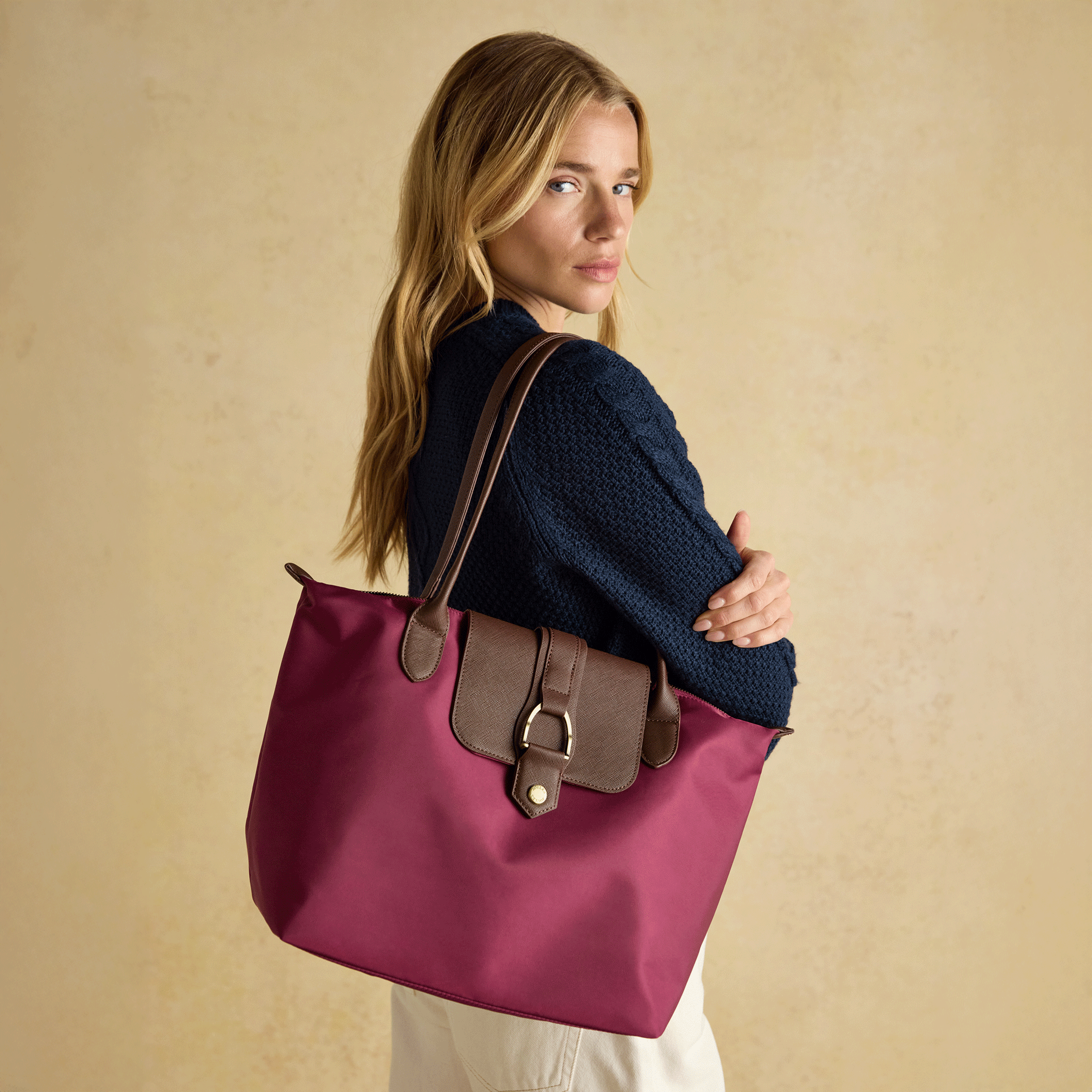 Joules Edie Shopper Bag Berry Red