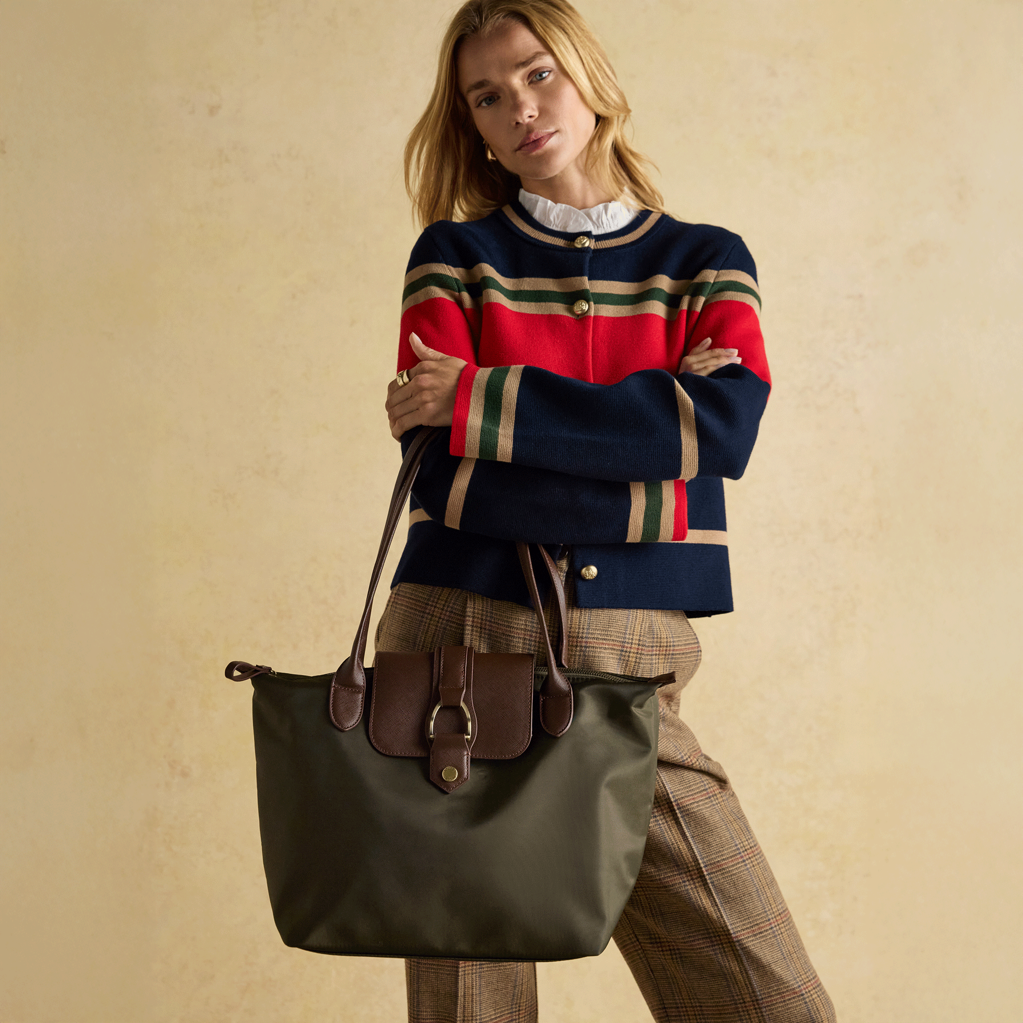 Joules Edie Shopper Bag Khaki Green