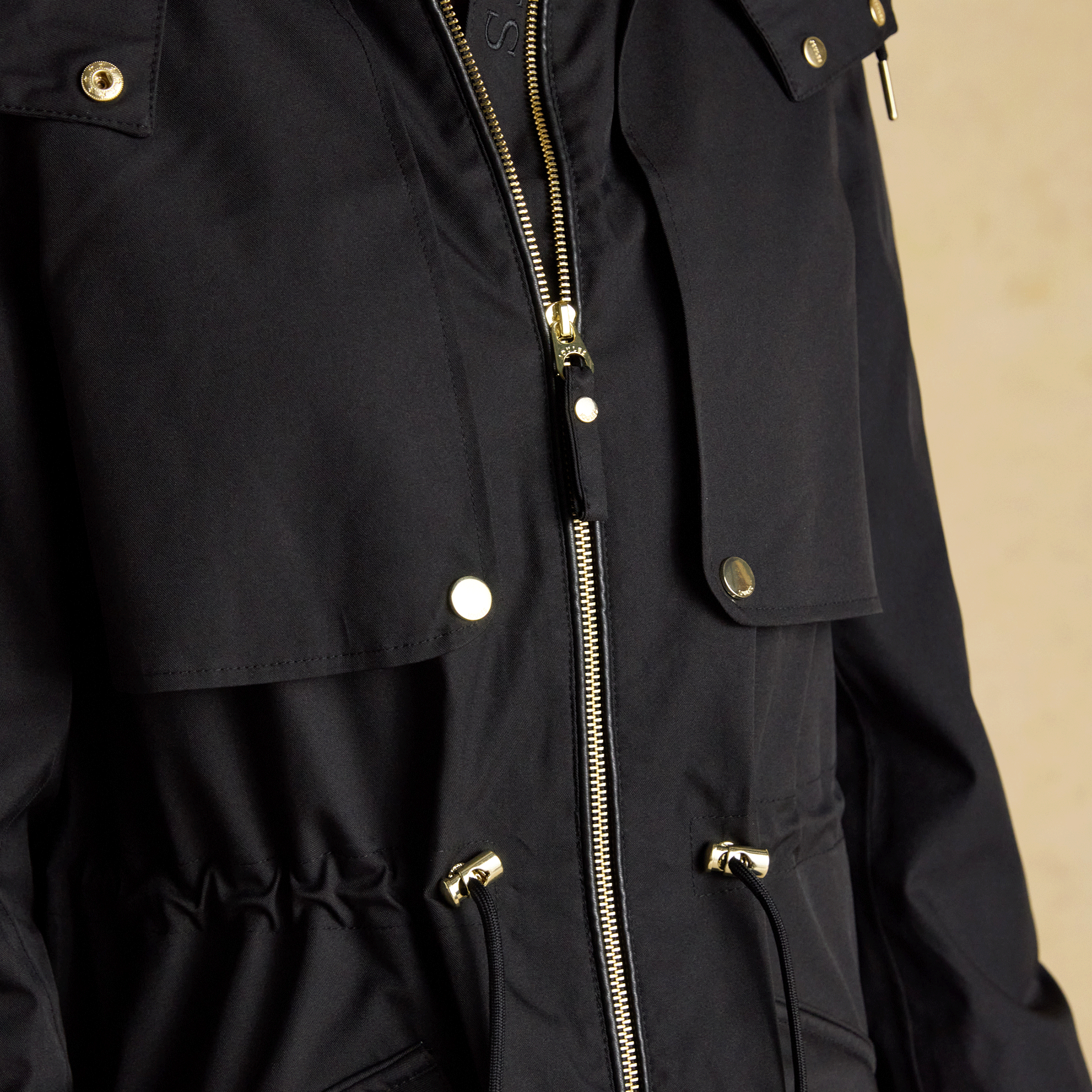 Joules Elbridge Black Waterproof Coat with Hood