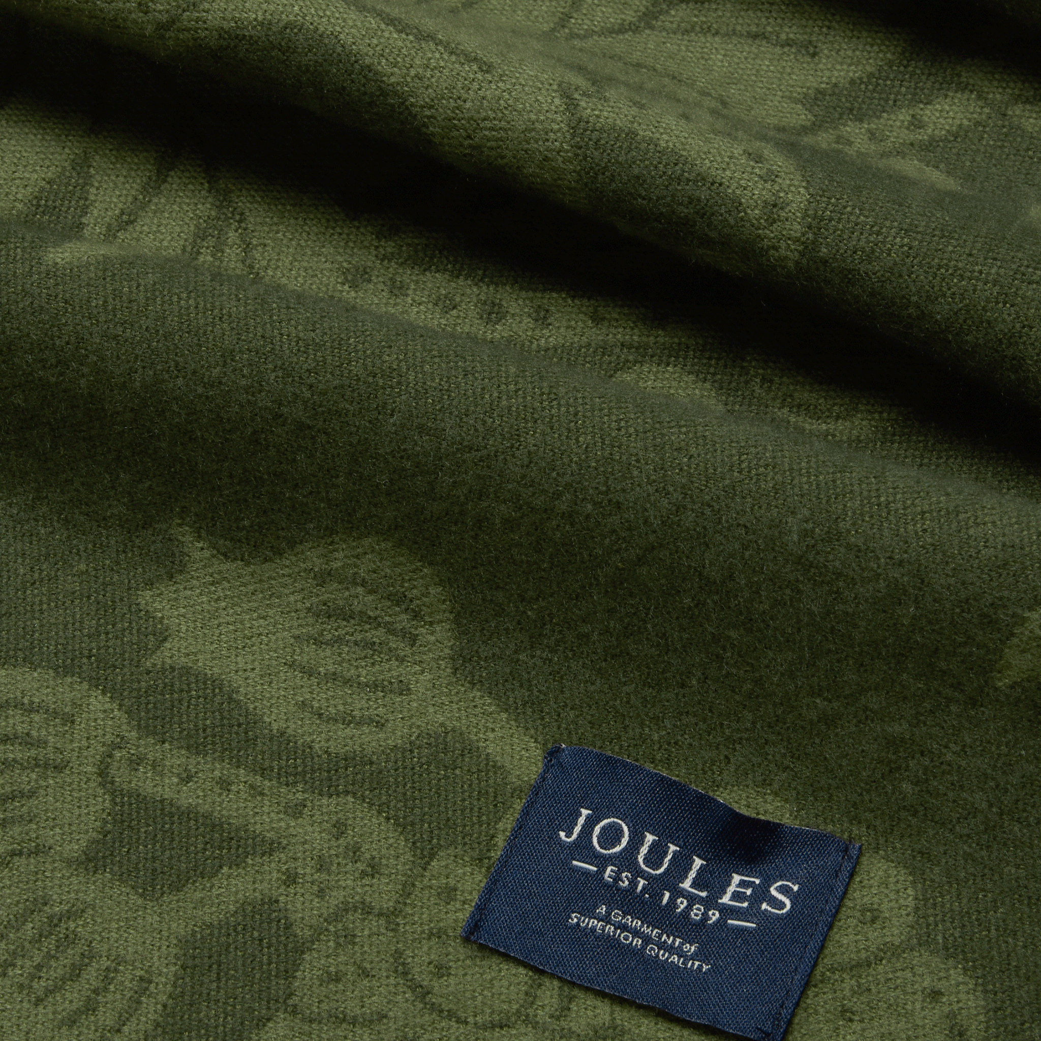 Joules Elissa Double-Sided Jacquard Patterned Scarf Khaki Green