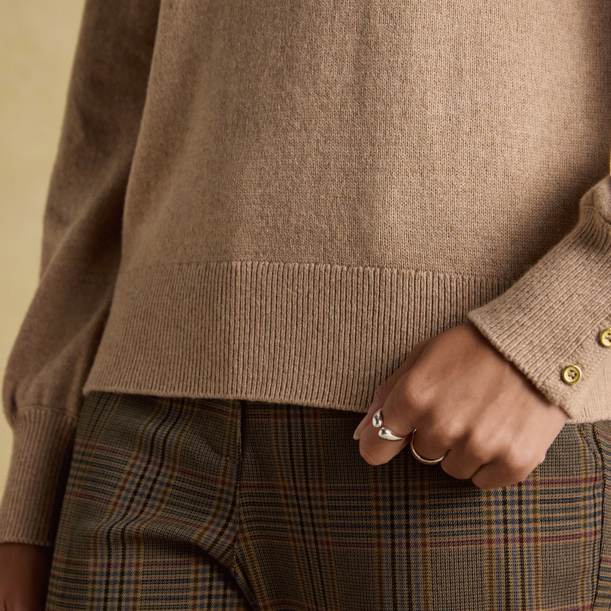 Joules Enid Cotton-Rich High Neck Jumper Oatmeal