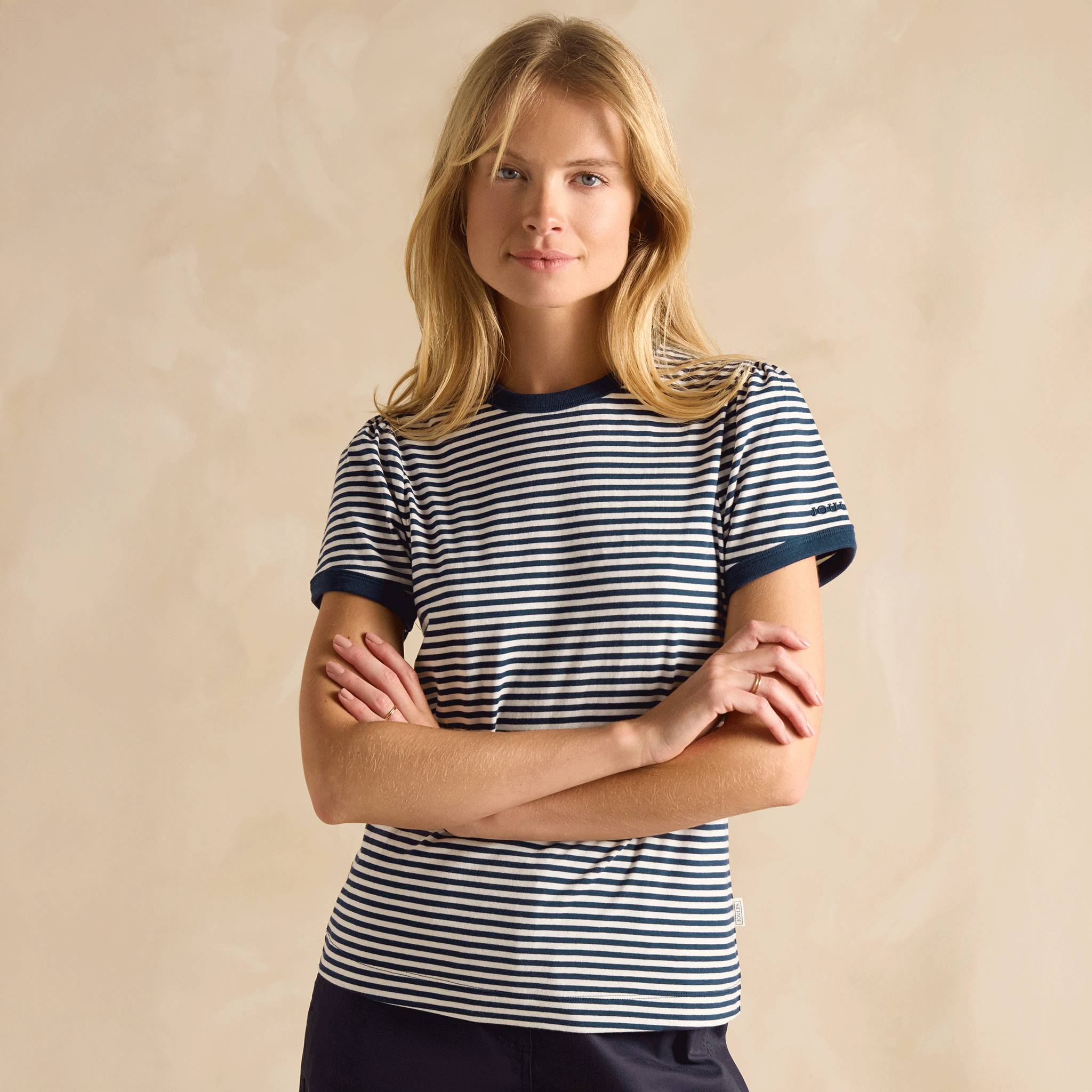 Joules Erin Short Sleeve Striped T-Shirt Navy Blue