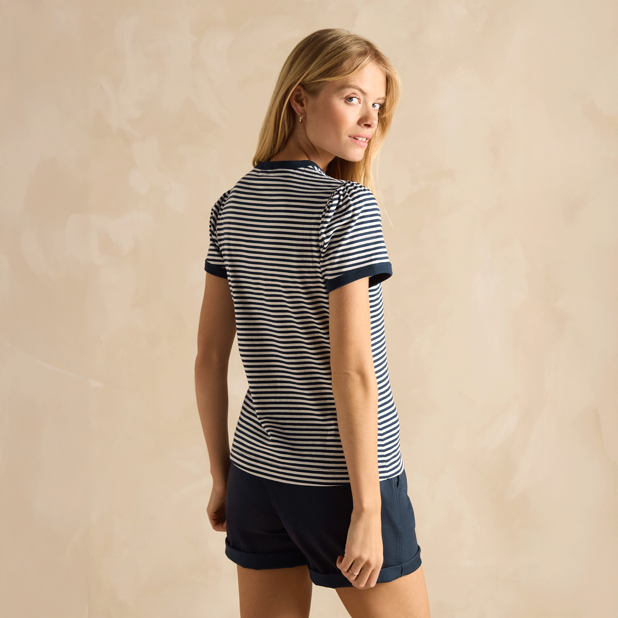 Joules Erin Short Sleeve Striped T-Shirt Navy Blue