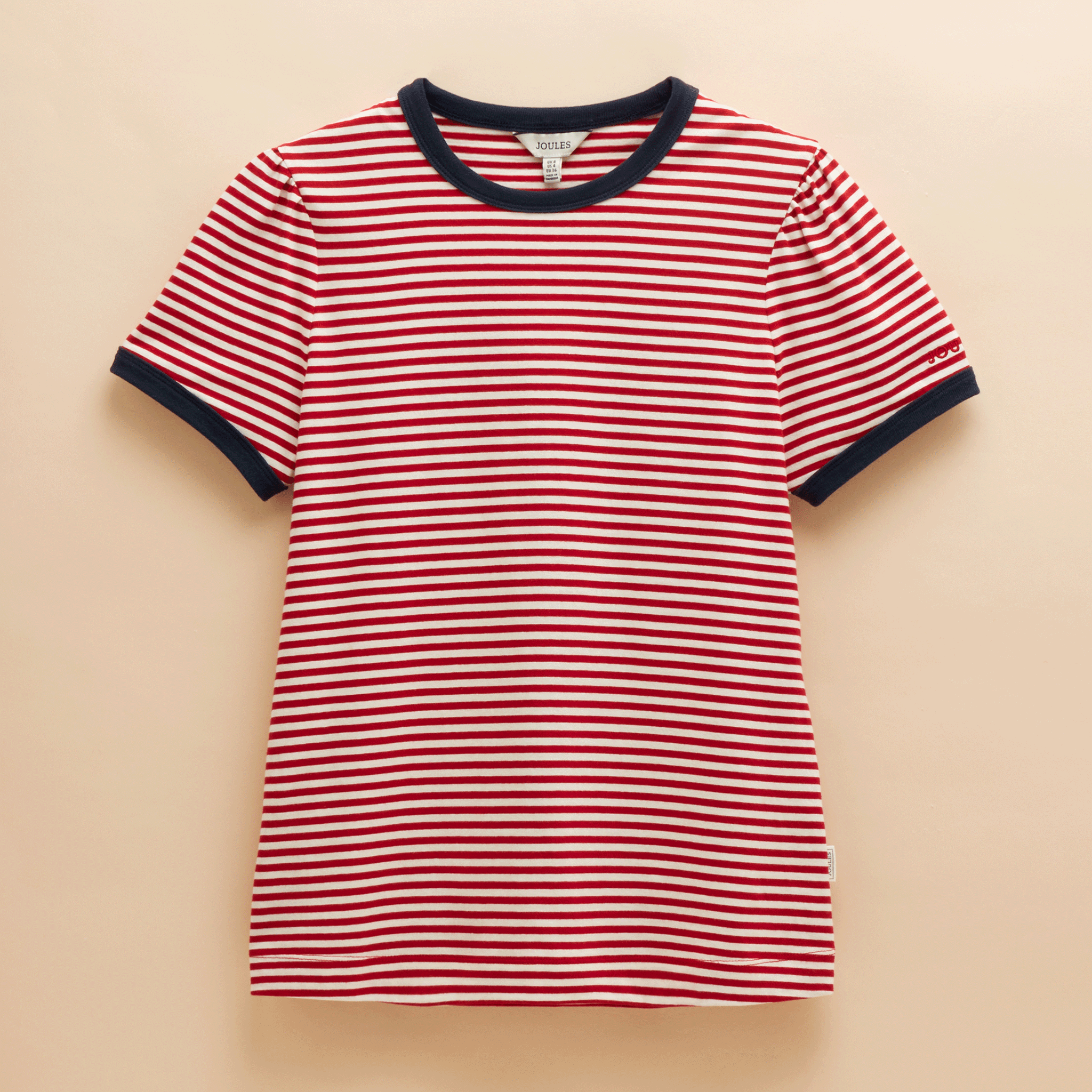 Joules Erin Short Sleeve Striped T-Shirt Red