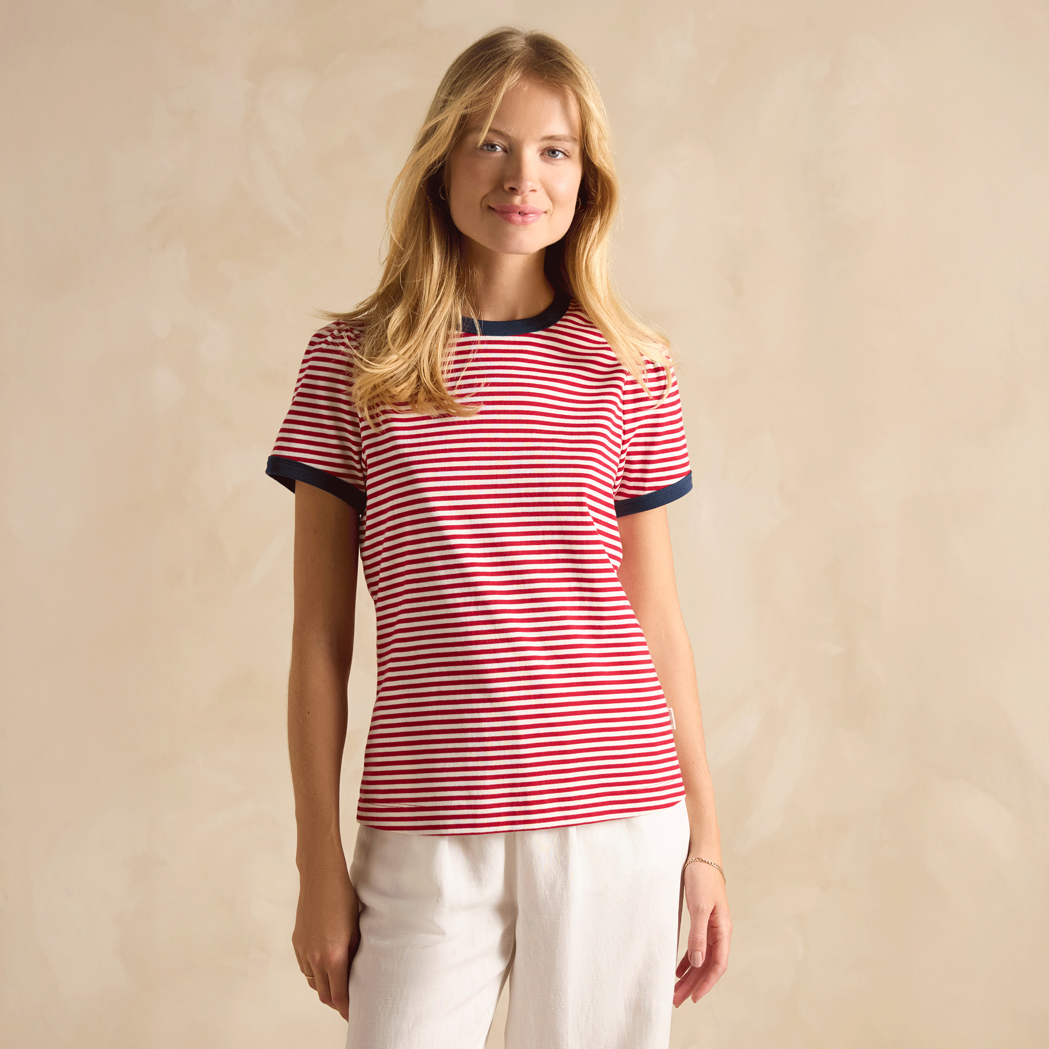 Joules Erin Short Sleeve Striped T-Shirt Red