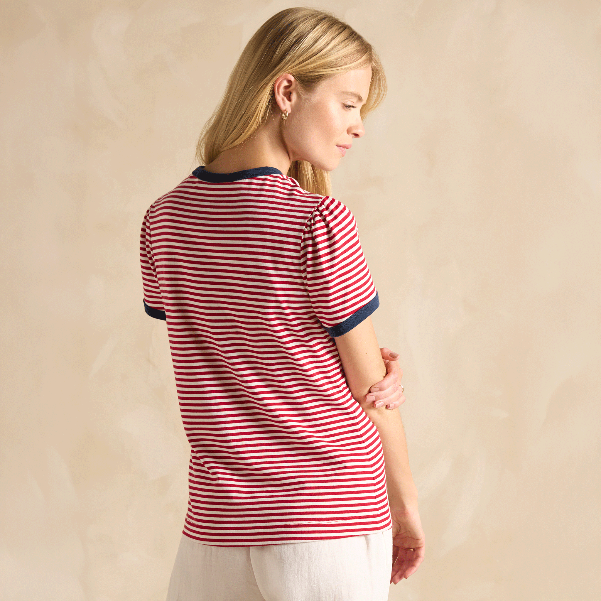 Joules Erin Short Sleeve Striped T-Shirt Red