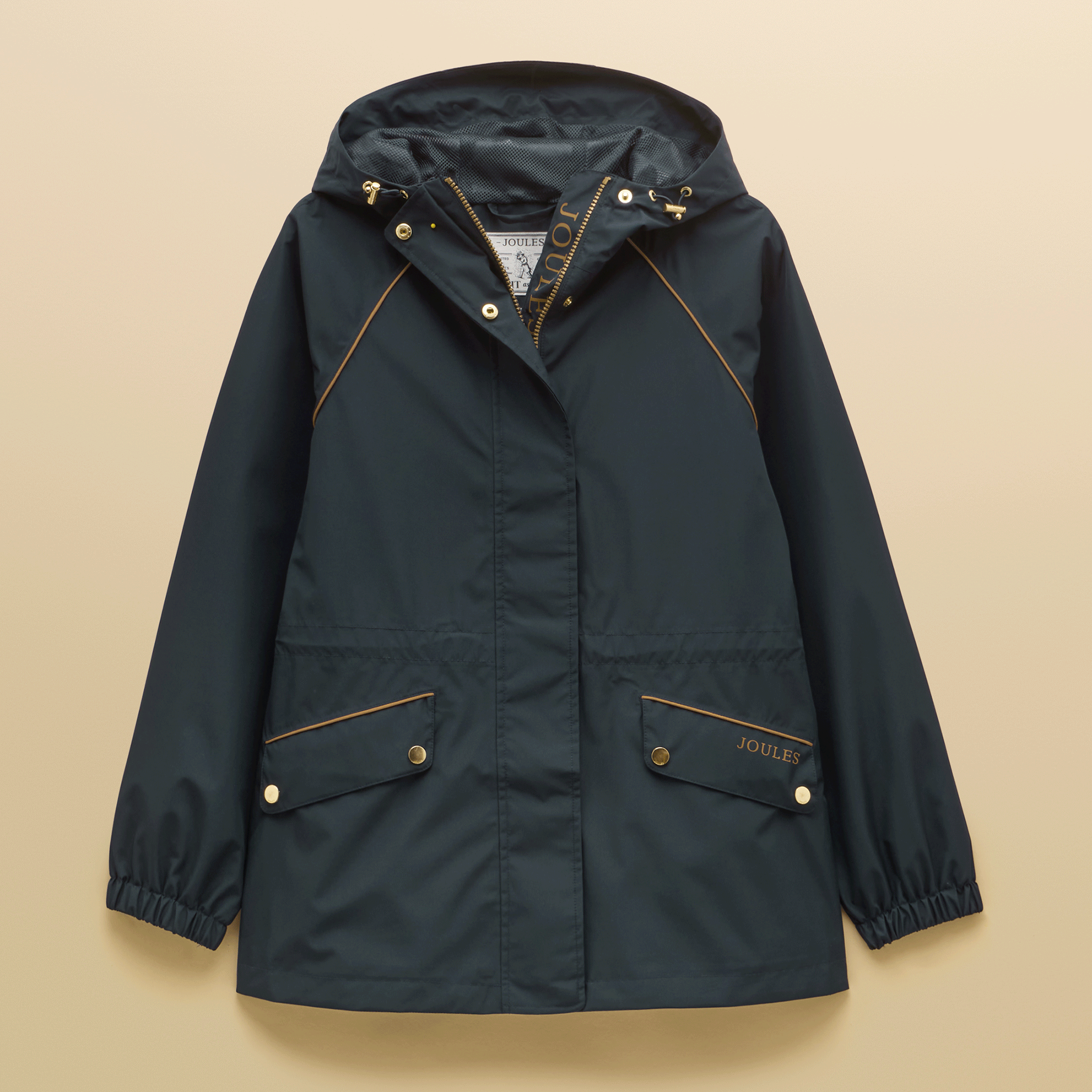 Joules Everdry Waterproof Packable Raincoat with Hood Navy