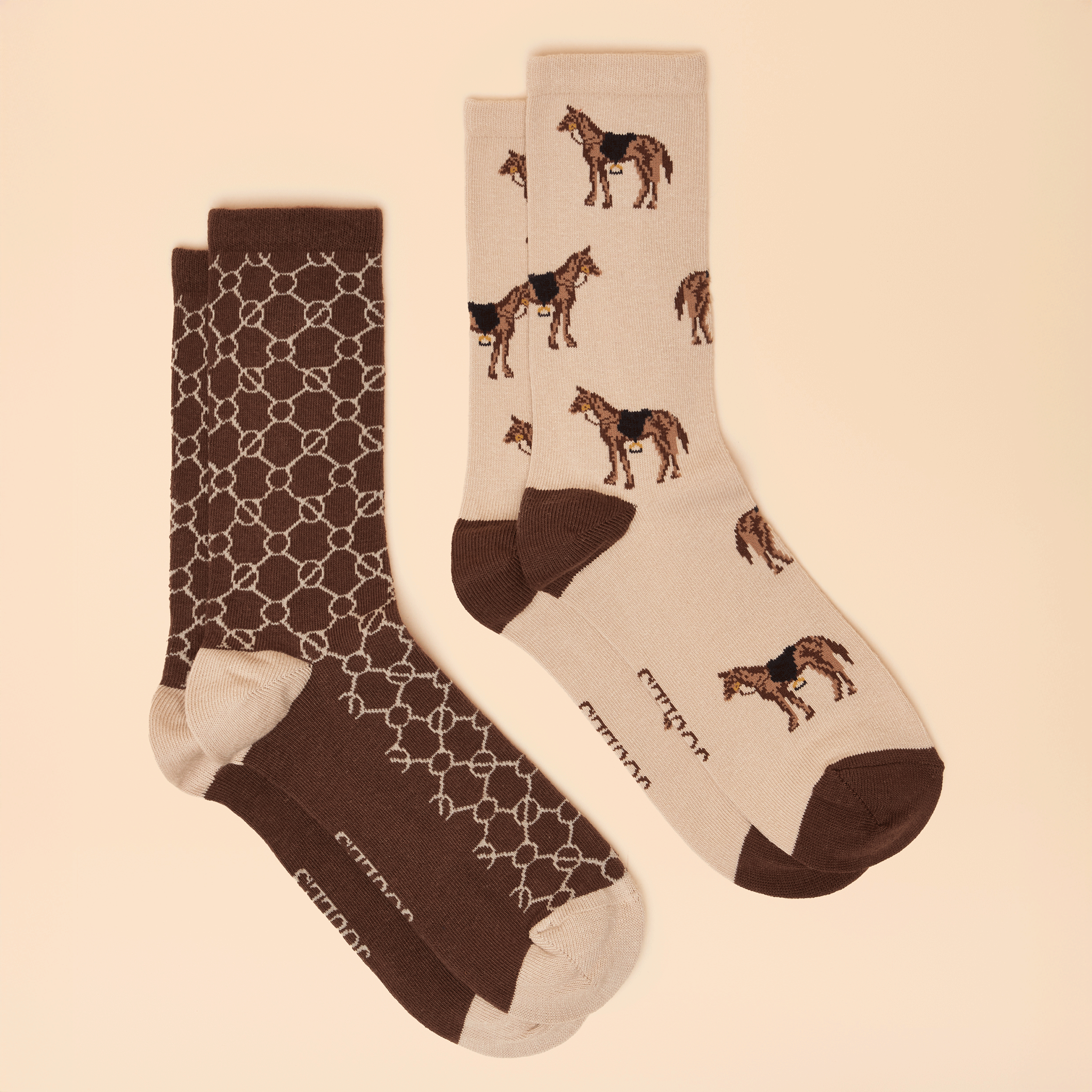 Joules Everyday Brown-Cream Cotton Blend Socks 2 Pack