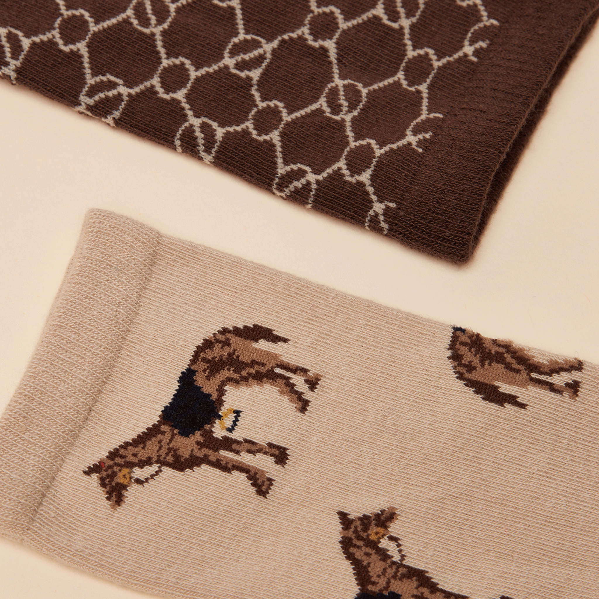 Joules Everyday Brown-Cream Cotton Blend Socks 2 Pack