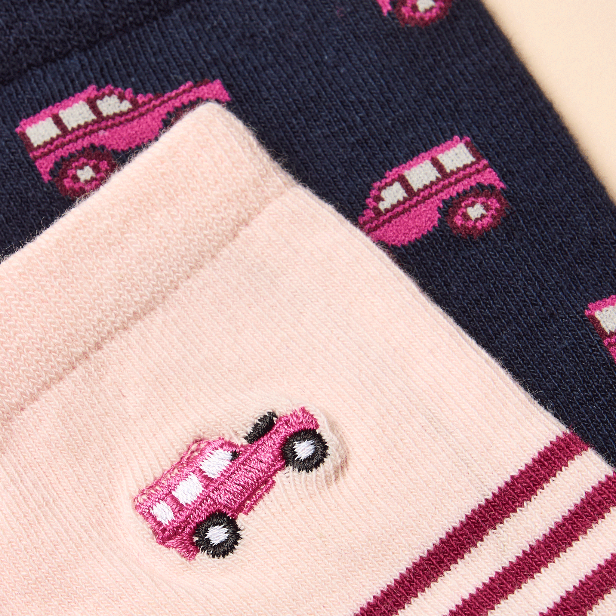 Joules Everyday Navy-Pink Cotton Blend Socks 2 Pack