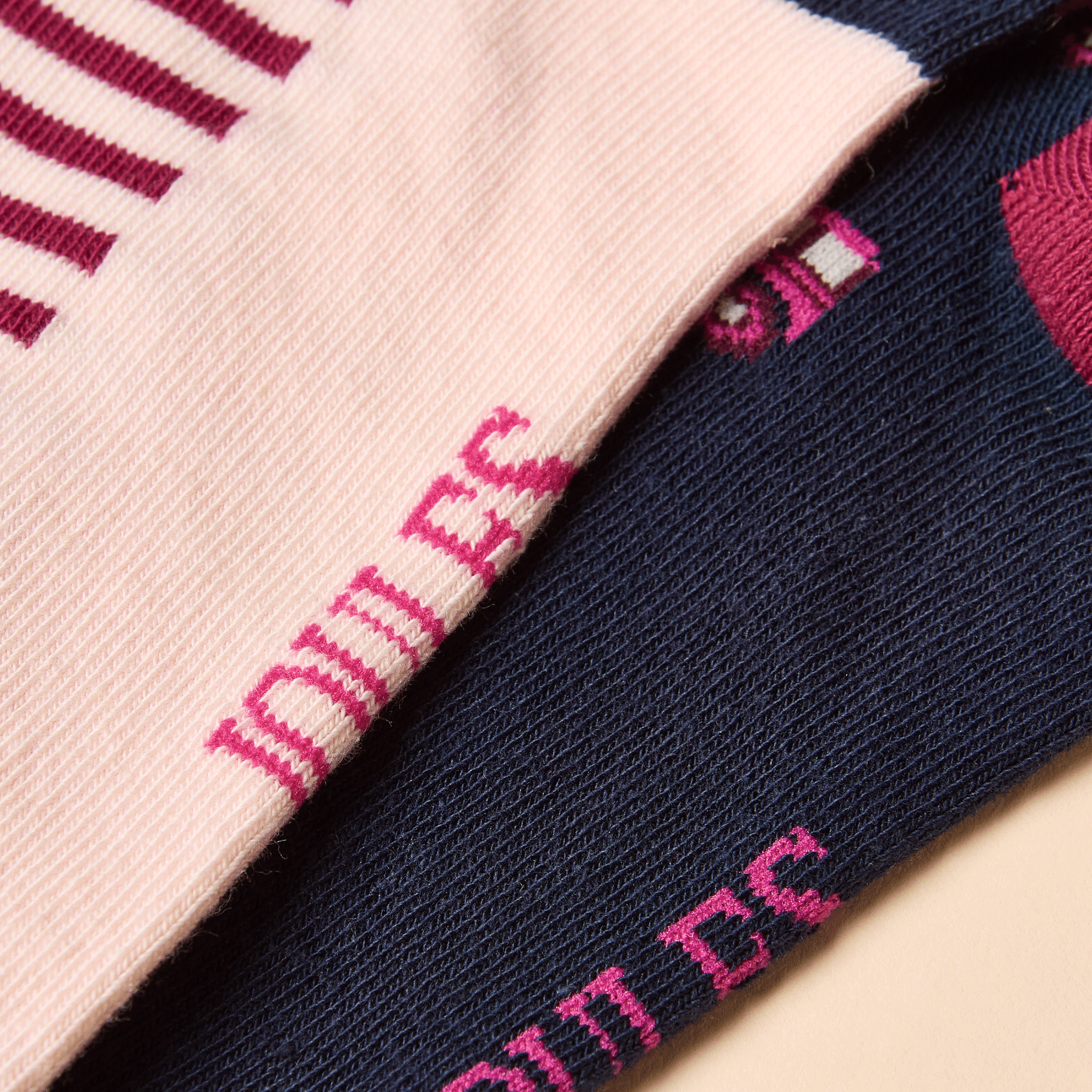 Joules Everyday Navy-Pink Cotton Blend Socks 2 Pack