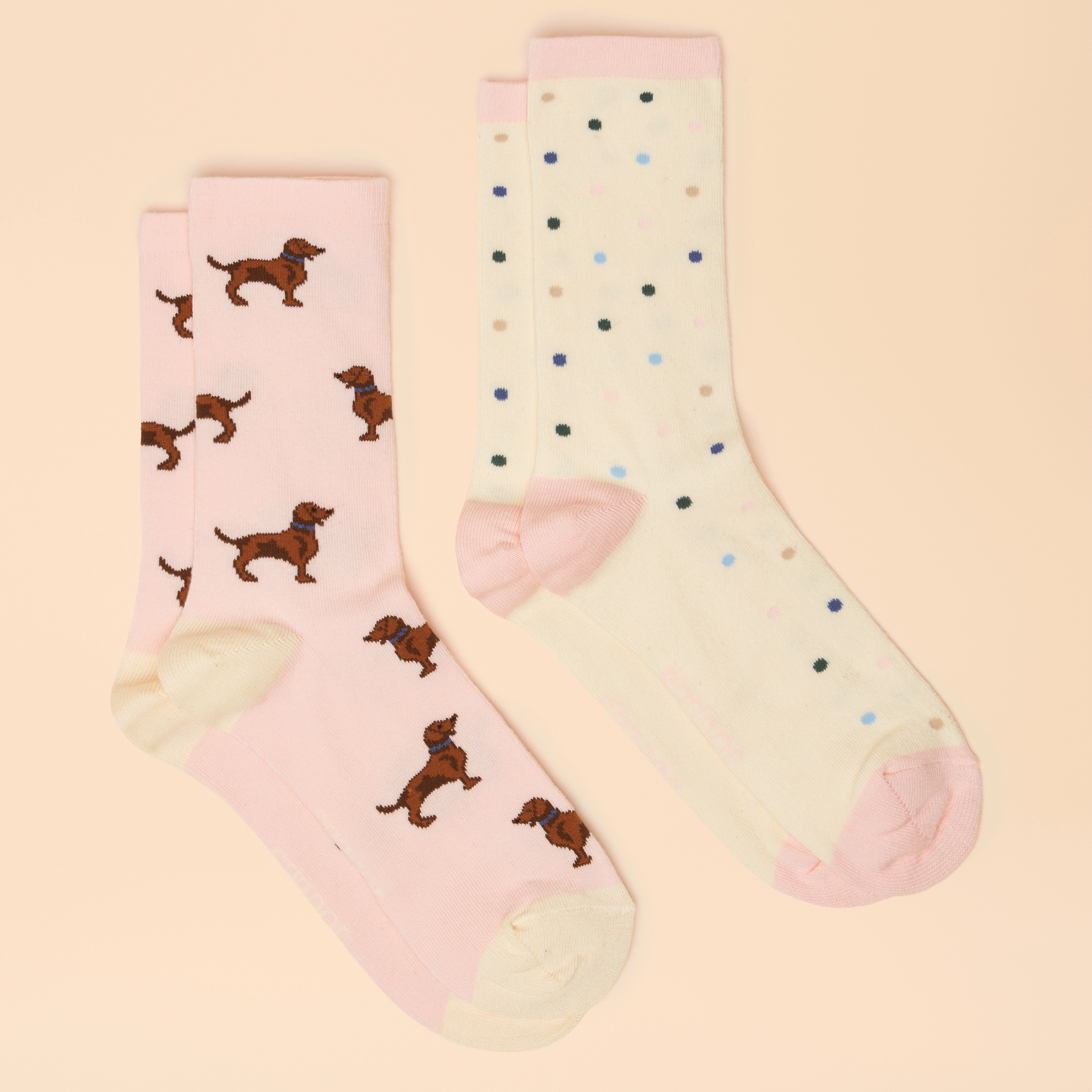 Joules Everyday Pink-Blue Cotton Blend Socks 2 Pack