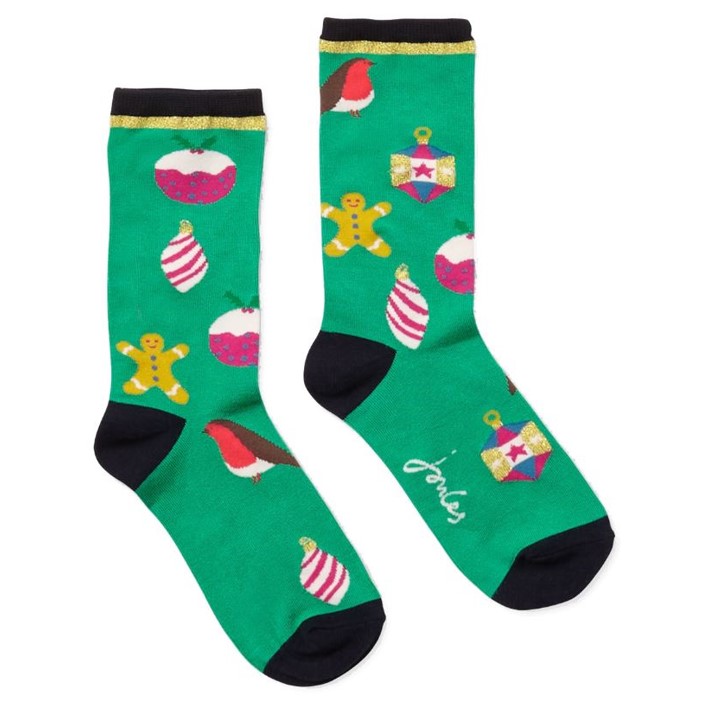 Joules Gift Eco Vero Single Socks Green Xmas 1