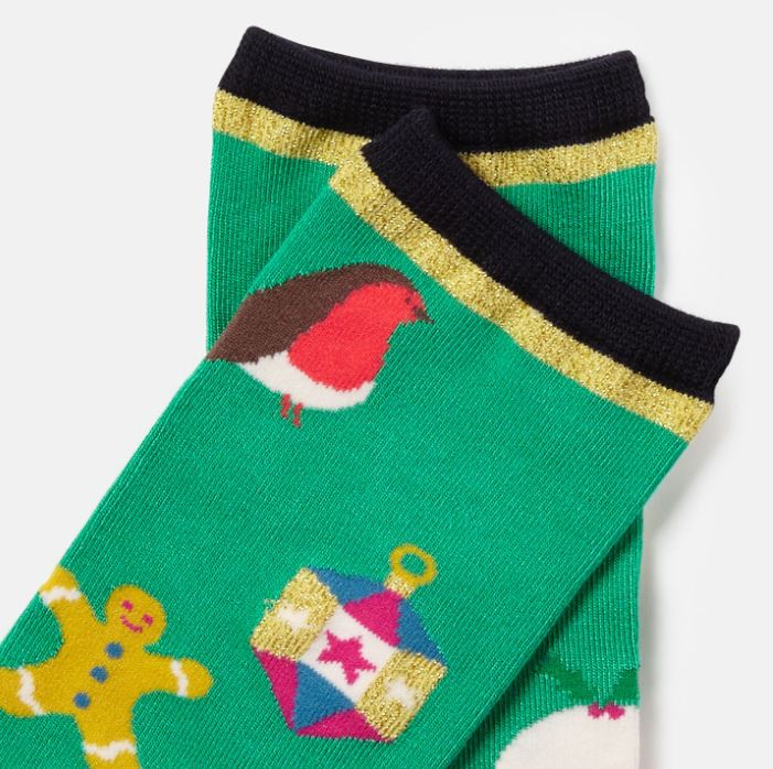 Joules Gift Eco Vero Single Socks Green Xmas 2