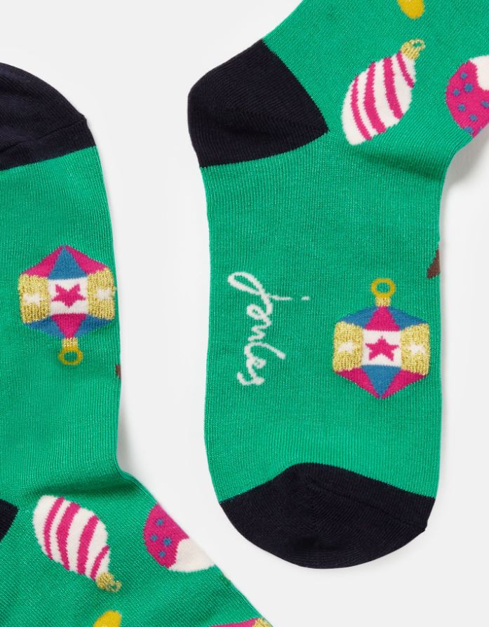 Joules Gift Eco Vero Single Socks Green Xmas 3
