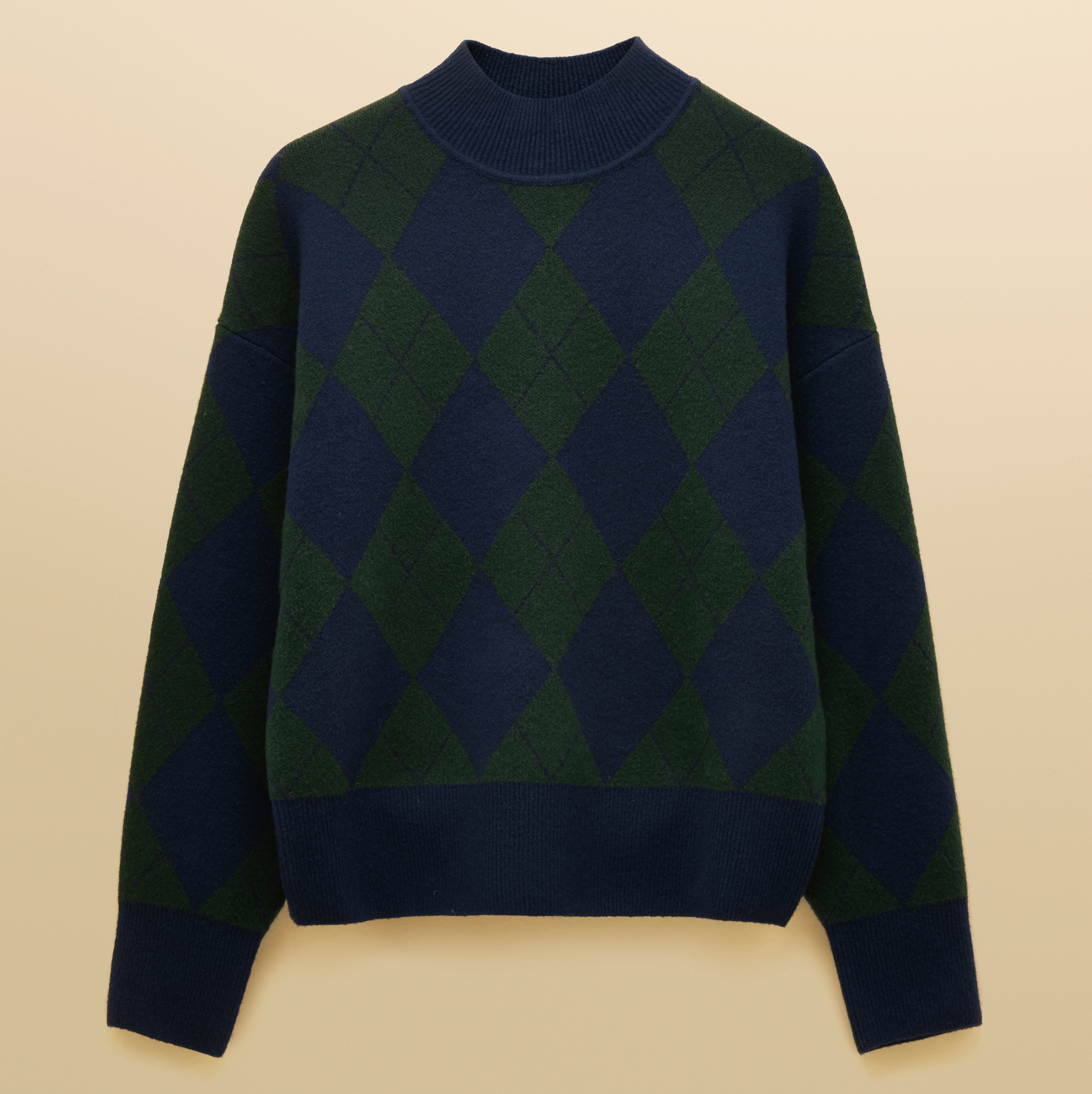Joules Gilmore Argyle High Neck Jumper Navy-Green