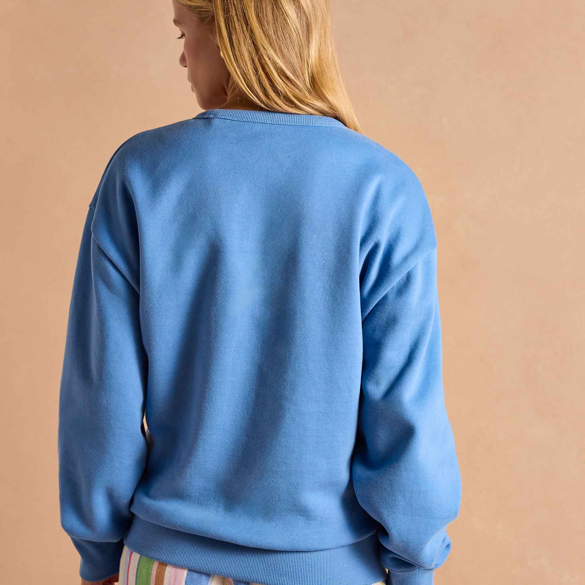 Joules Graphic Cotton Rich Crew Neck Sweatshirt Blue