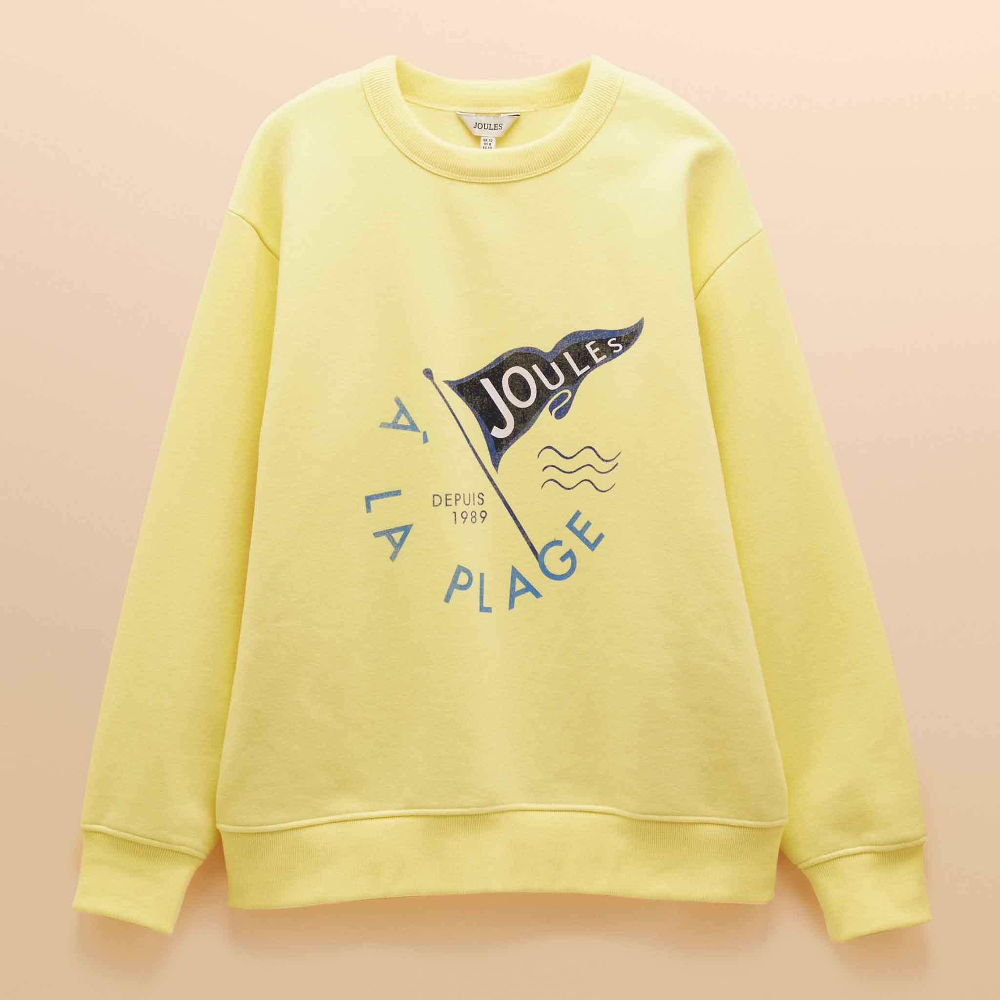 Joules Graphic Cotton Rich Crew Neck Sweatshirt Yellow