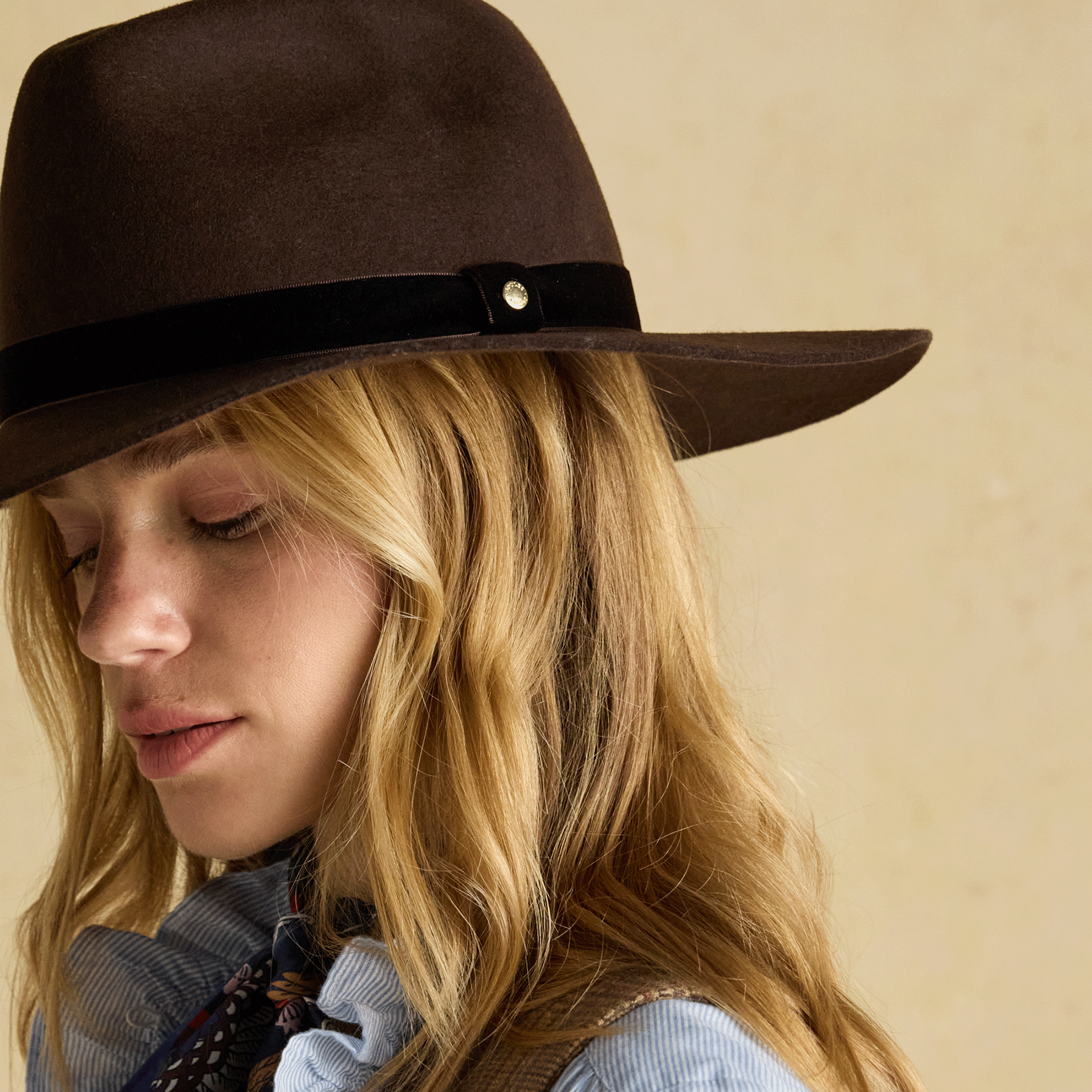 Joules Grove Wool Fedora Chocolate Brown