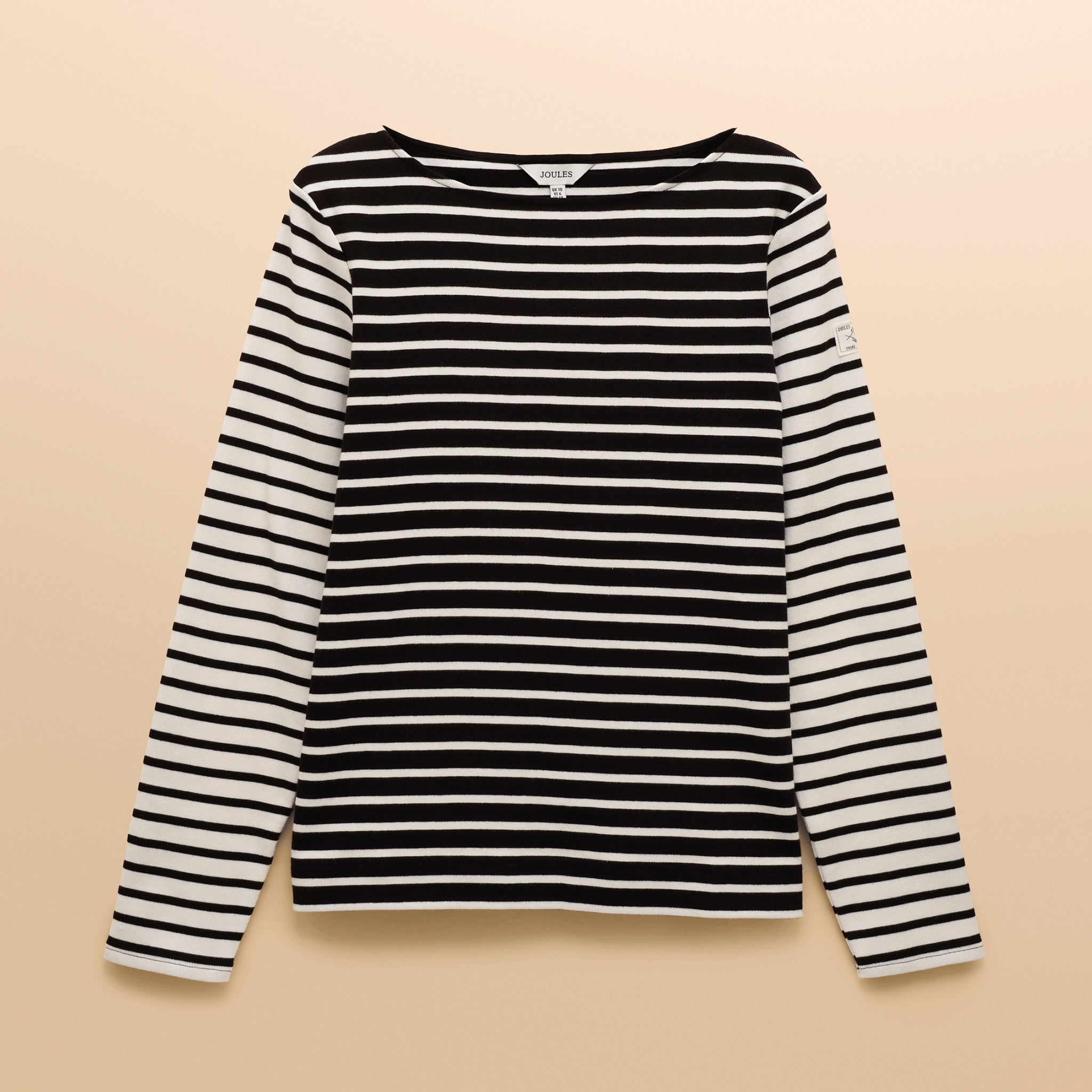 Joules Harbour Boat Neck Breton Stripe Top Black-Cream