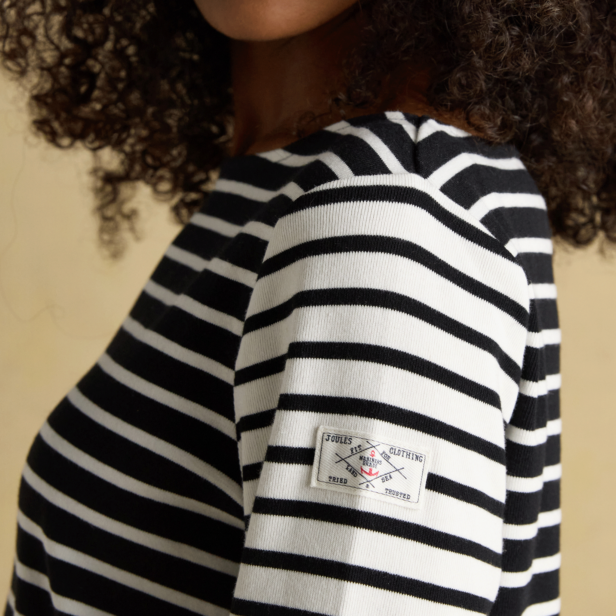 Joules Harbour Boat Neck Breton Stripe Top Black-Cream