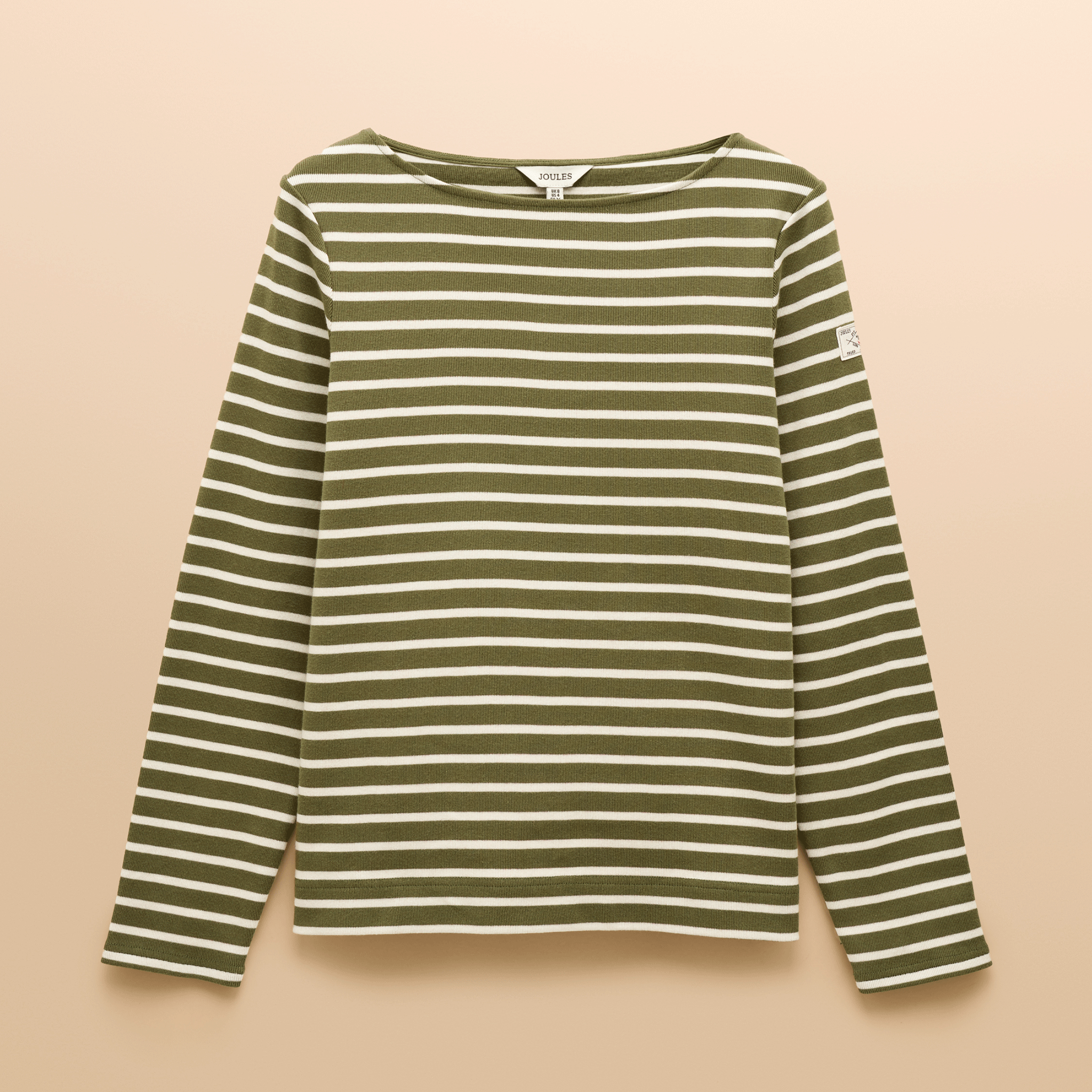 Joules Harbour Boat Neck Breton Stripe Top Green