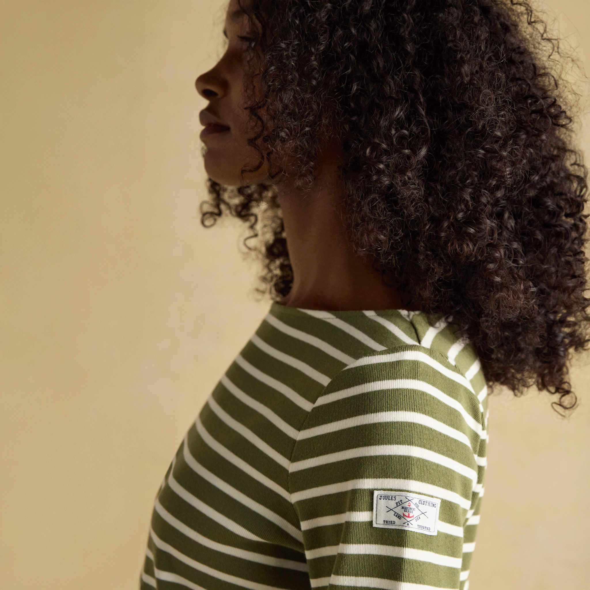 Joules Harbour Boat Neck Breton Stripe Top Green