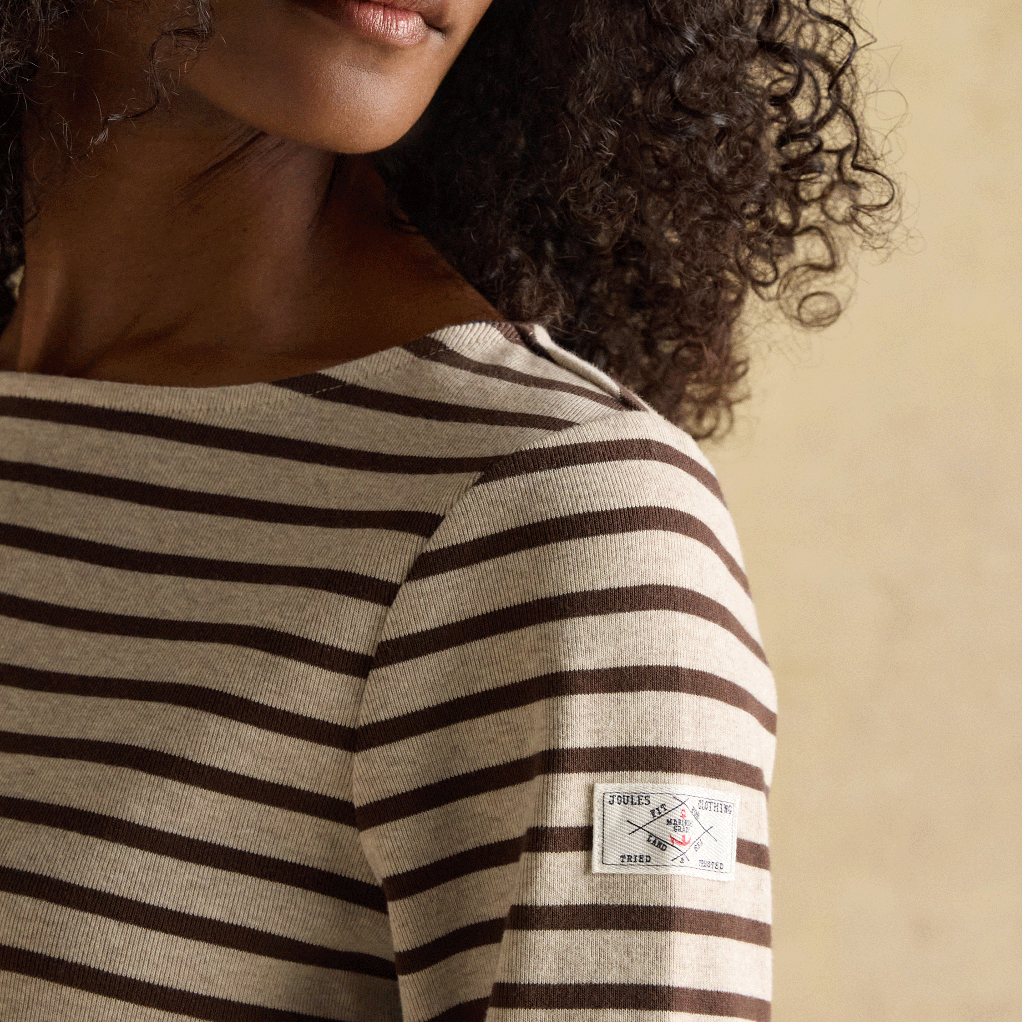 Joules Harbour Boat Neck Breton Stripe Top Neutral