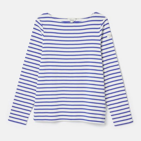 Joules Harbour Boat Neck Breton Top Blue-White 2