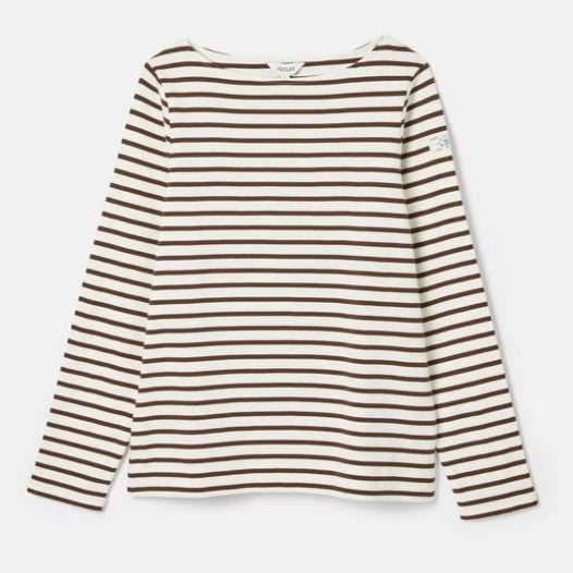 Joules Harbour Boat Neck Breton Top Brown-Cream 1