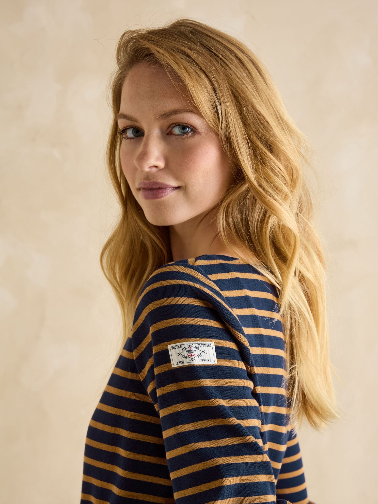 Joules Harbour Boat Neck Breton Top Navy-Tan 5