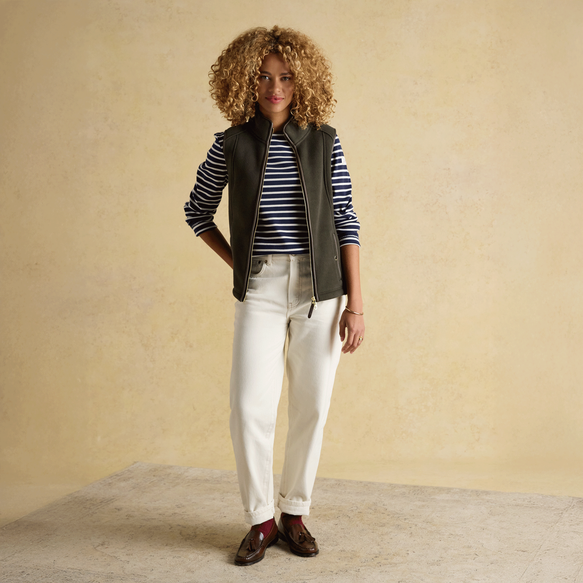 Joules Harbour Boat Neck Long Sleeve Striped Breton Top Navy & White