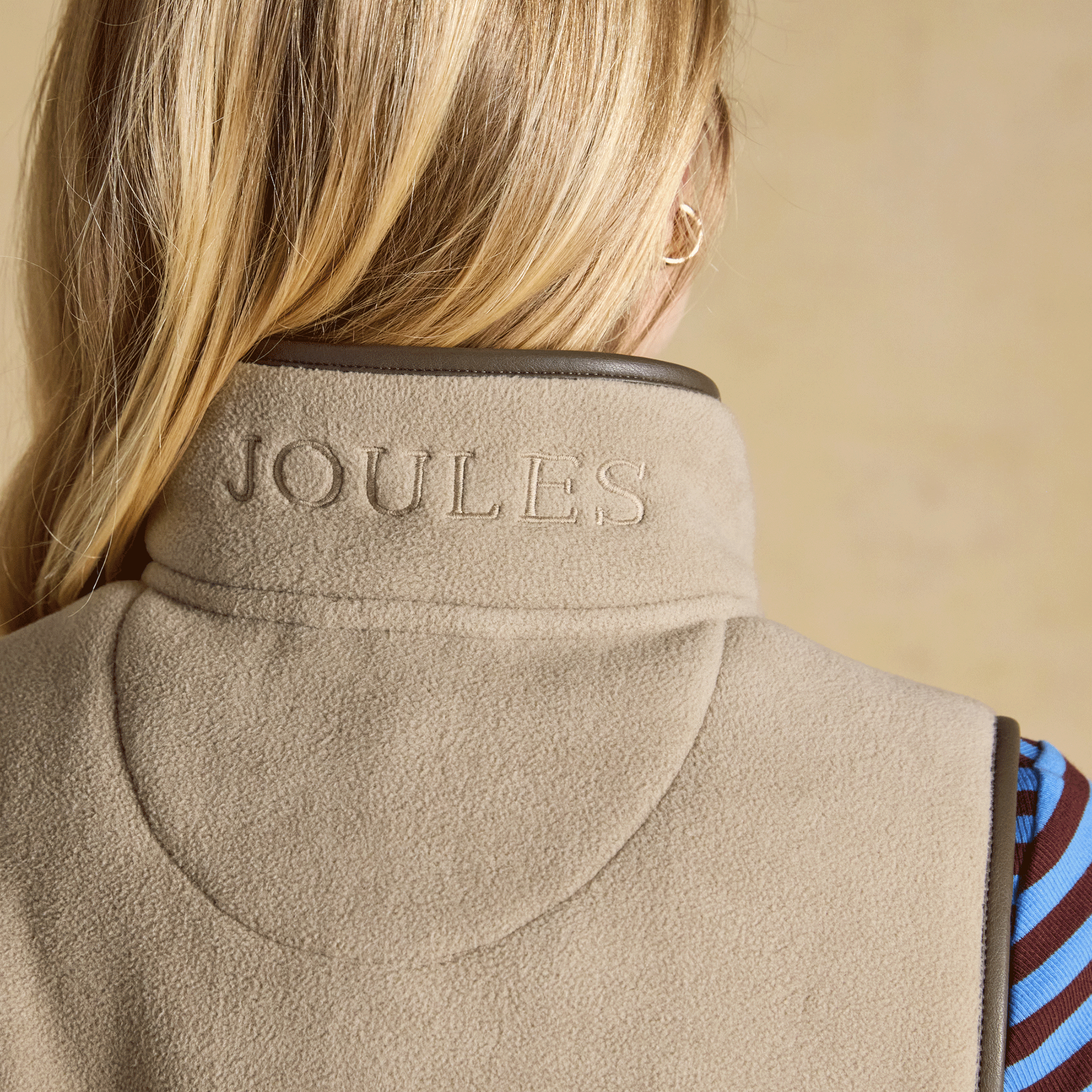 Joules Heritage Fleece Gilet Mink Brown