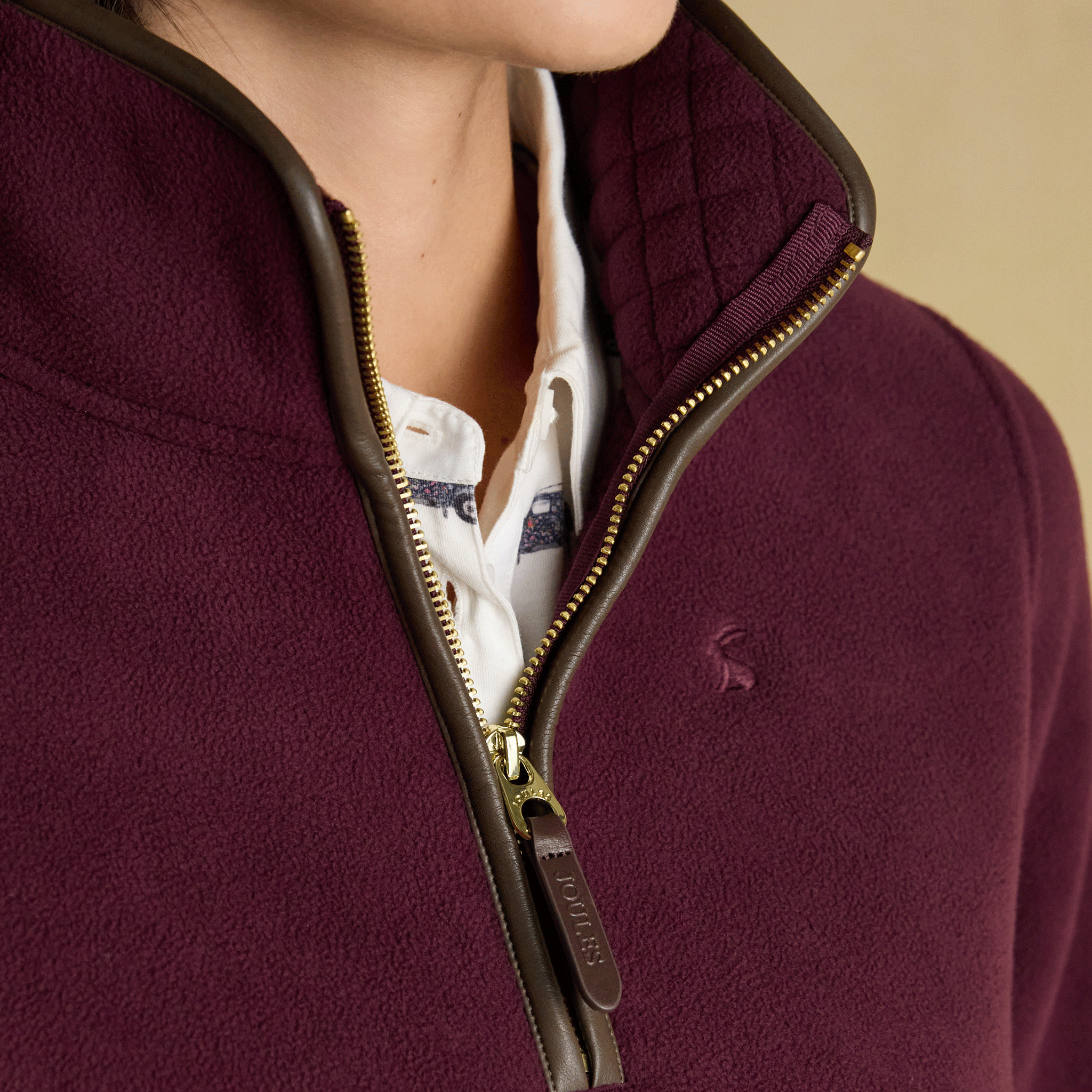 Joules Heritage Quarter Zip Fleece Burgundy Red