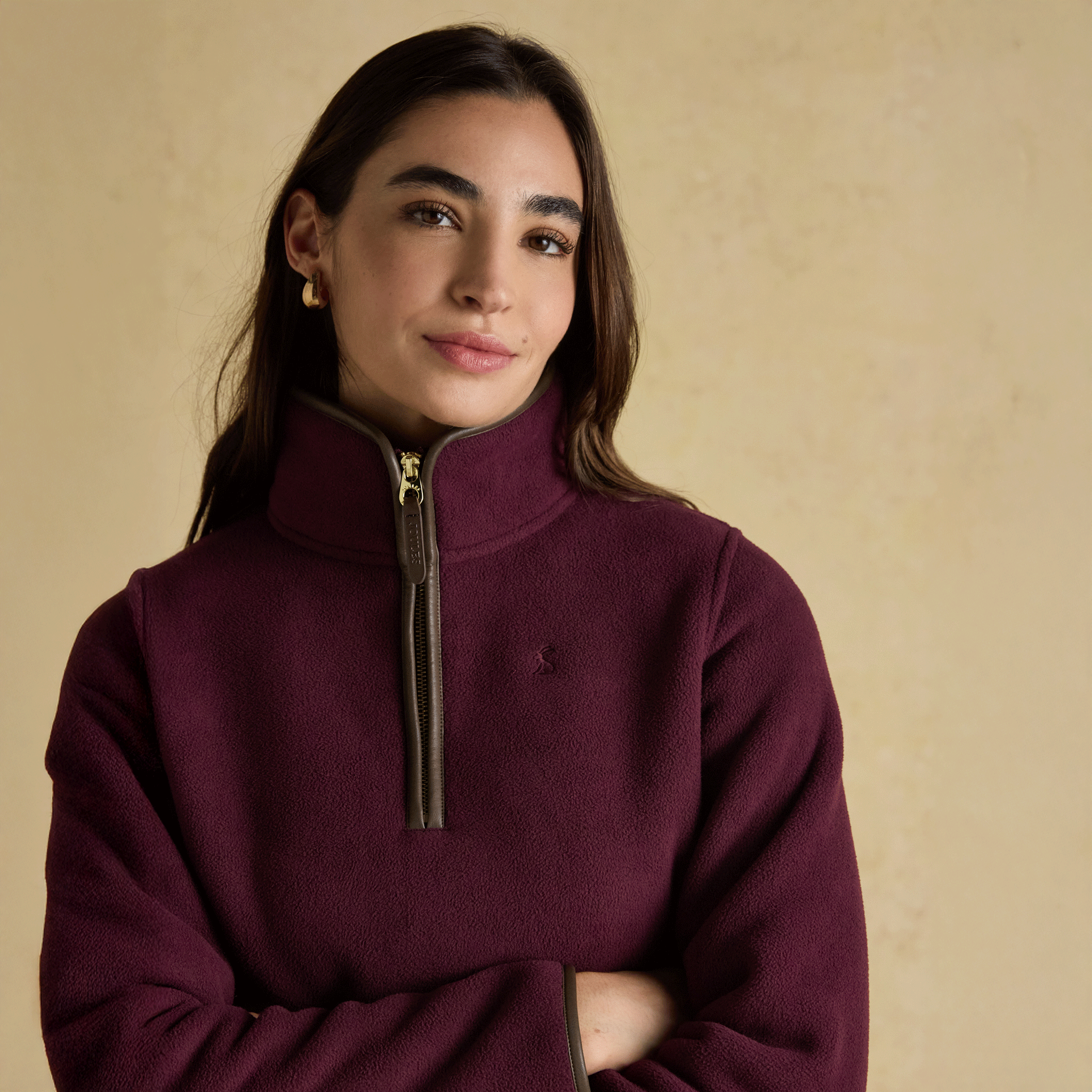 Joules Heritage Quarter Zip Fleece Burgundy Red