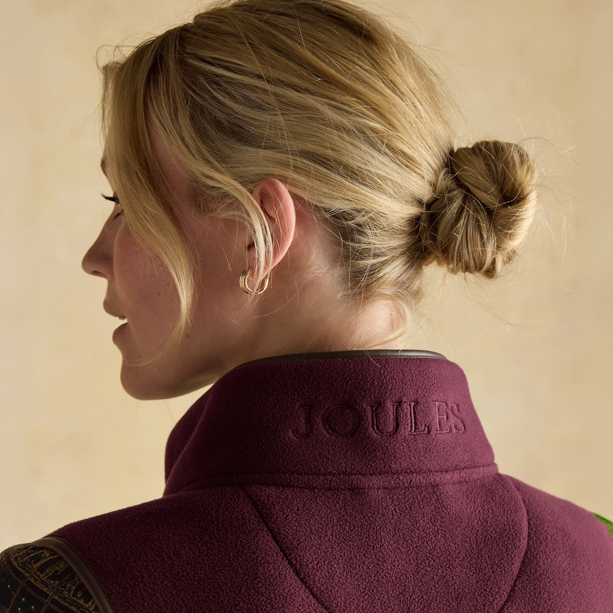 Joules Heritage Regular Fleece Gilet Burgundy Red